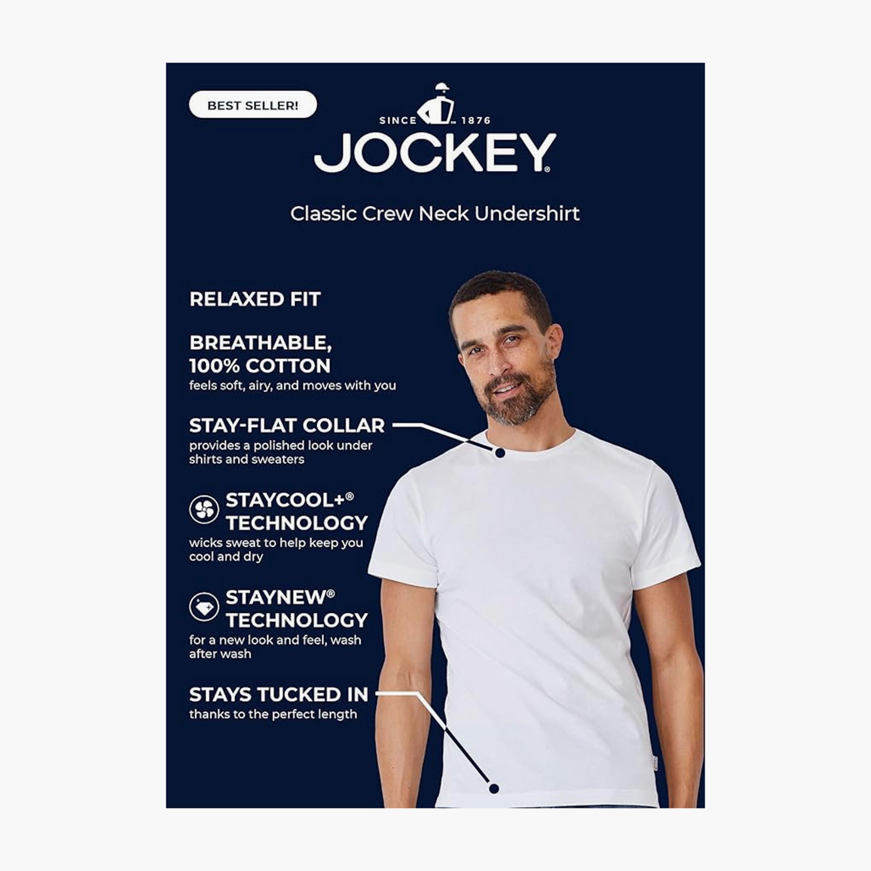 عبوة من 3 تيشيرت داخلي رجالي سادة بياقة مستديرة وأكمام قصيرة من جوكي-men-clothing-innerwear-vests-image-5