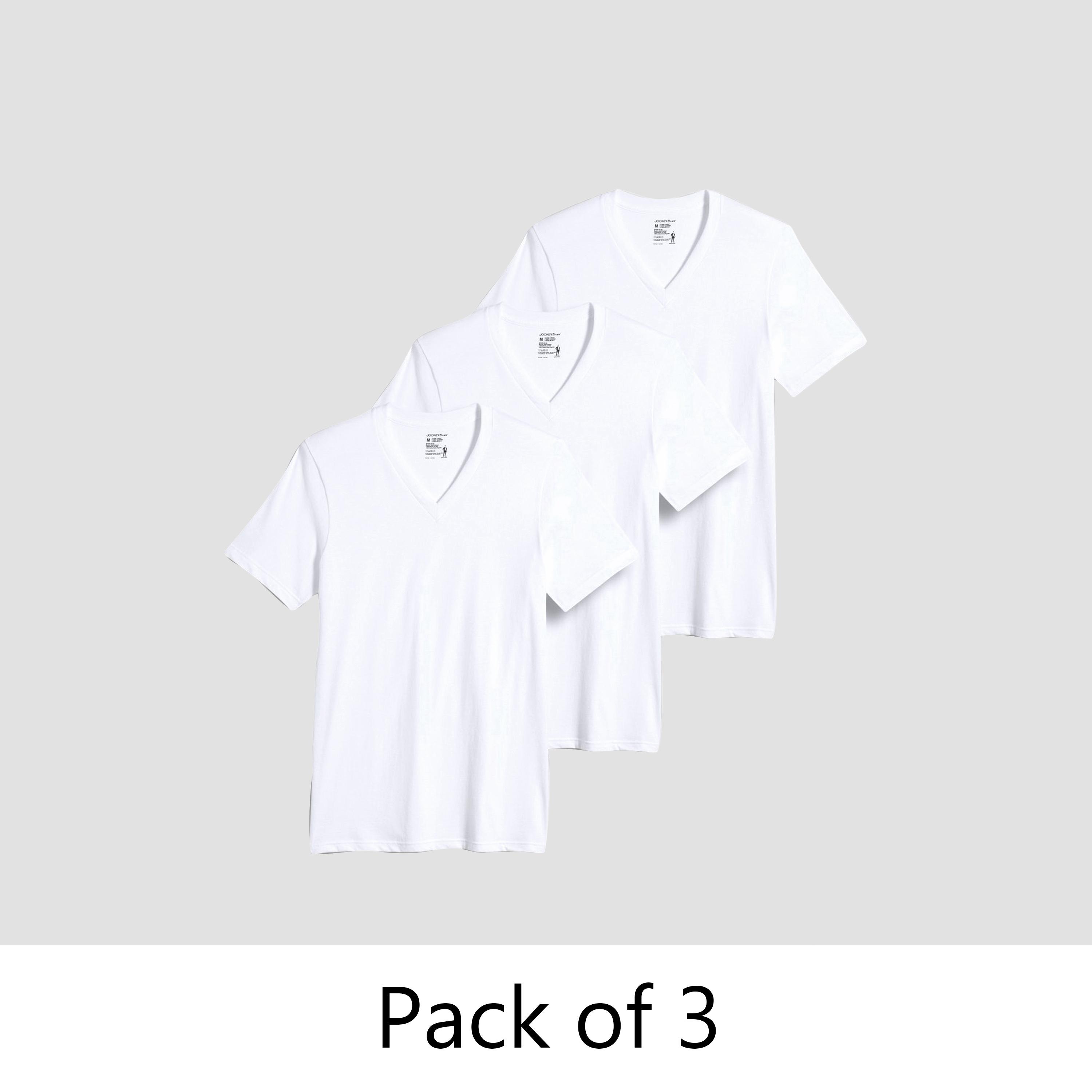 عبوة من 3 تيشيرت داخلي رجالي سادة بياقة V وأكمام قصيرة من جوكي-men-clothing-innerwear-vests-image-1