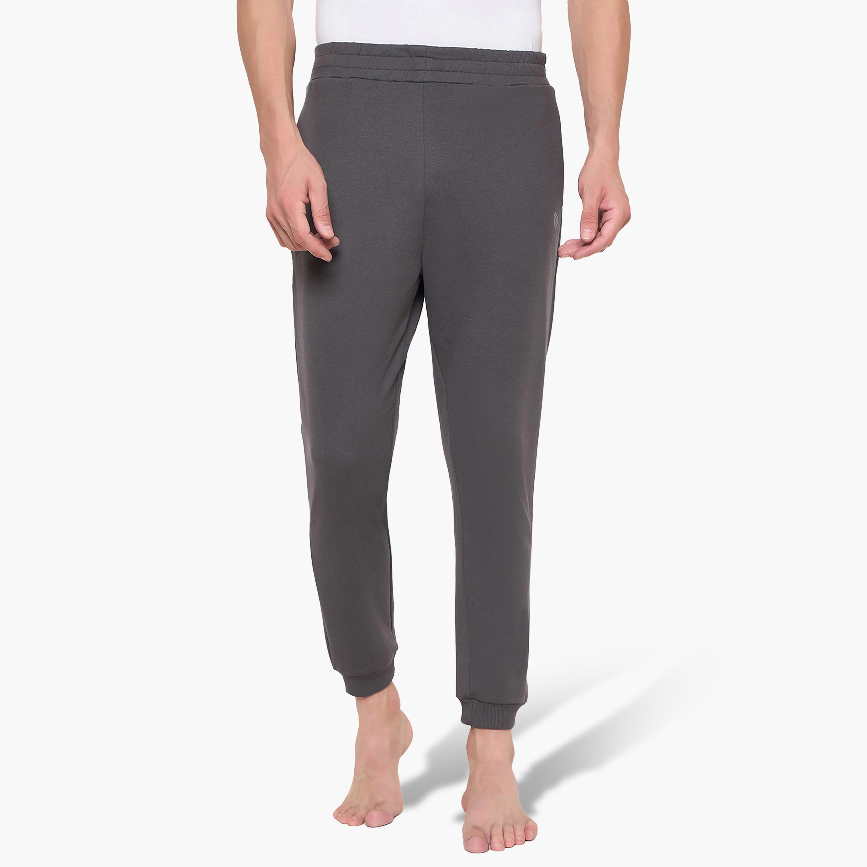 John Player Plain Mid-Rise Elasticated Waist Men's Joggers-men-clothing-nightwear-pyjamaandshorts-image-1