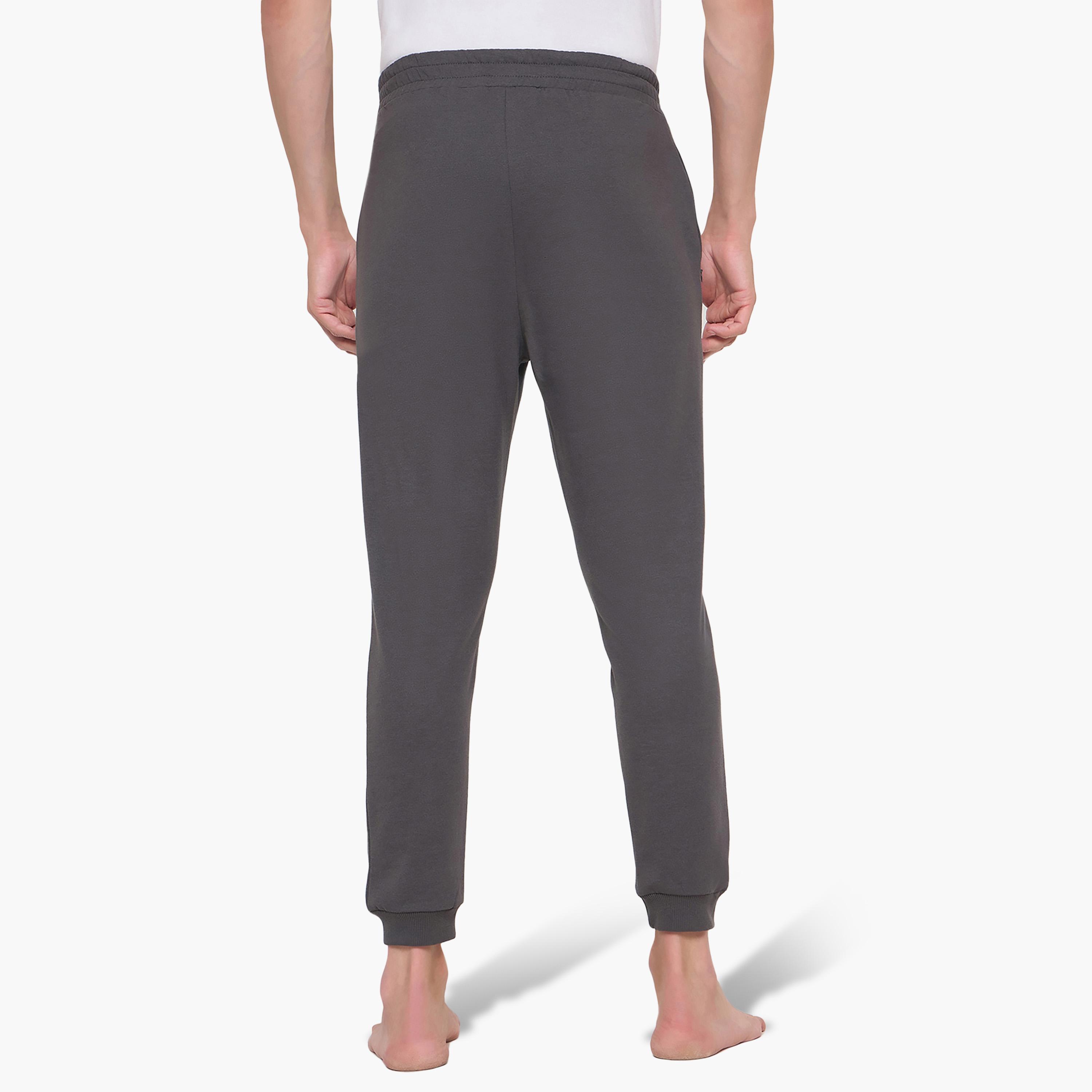John Player Plain Mid-Rise Elasticated Waist Men's Joggers-men-clothing-nightwear-pyjamaandshorts-image-5