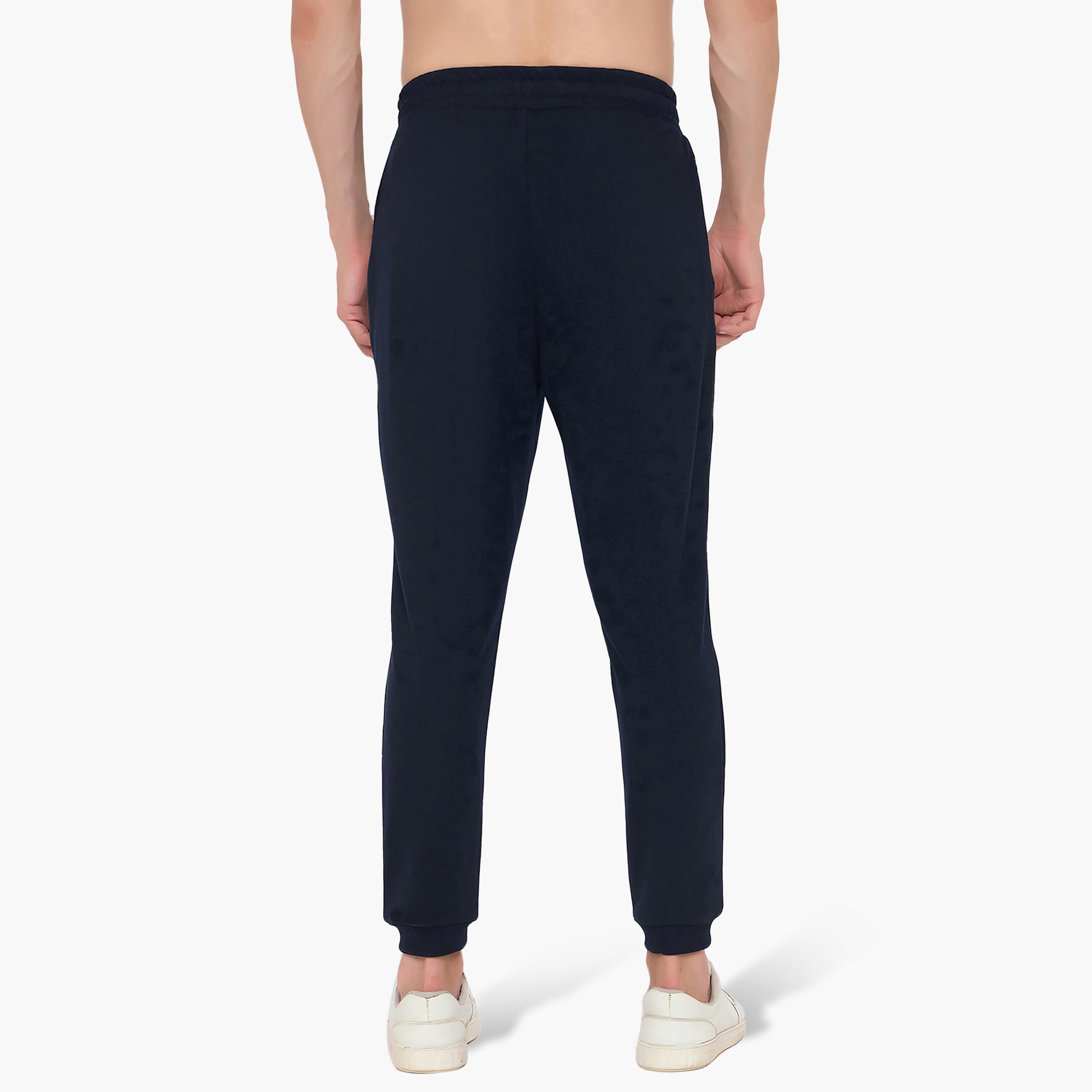John Player Plain Mid-Rise Elasticated Waist Men's Joggers-men-clothing-nightwear-pyjamaandshorts-image-4