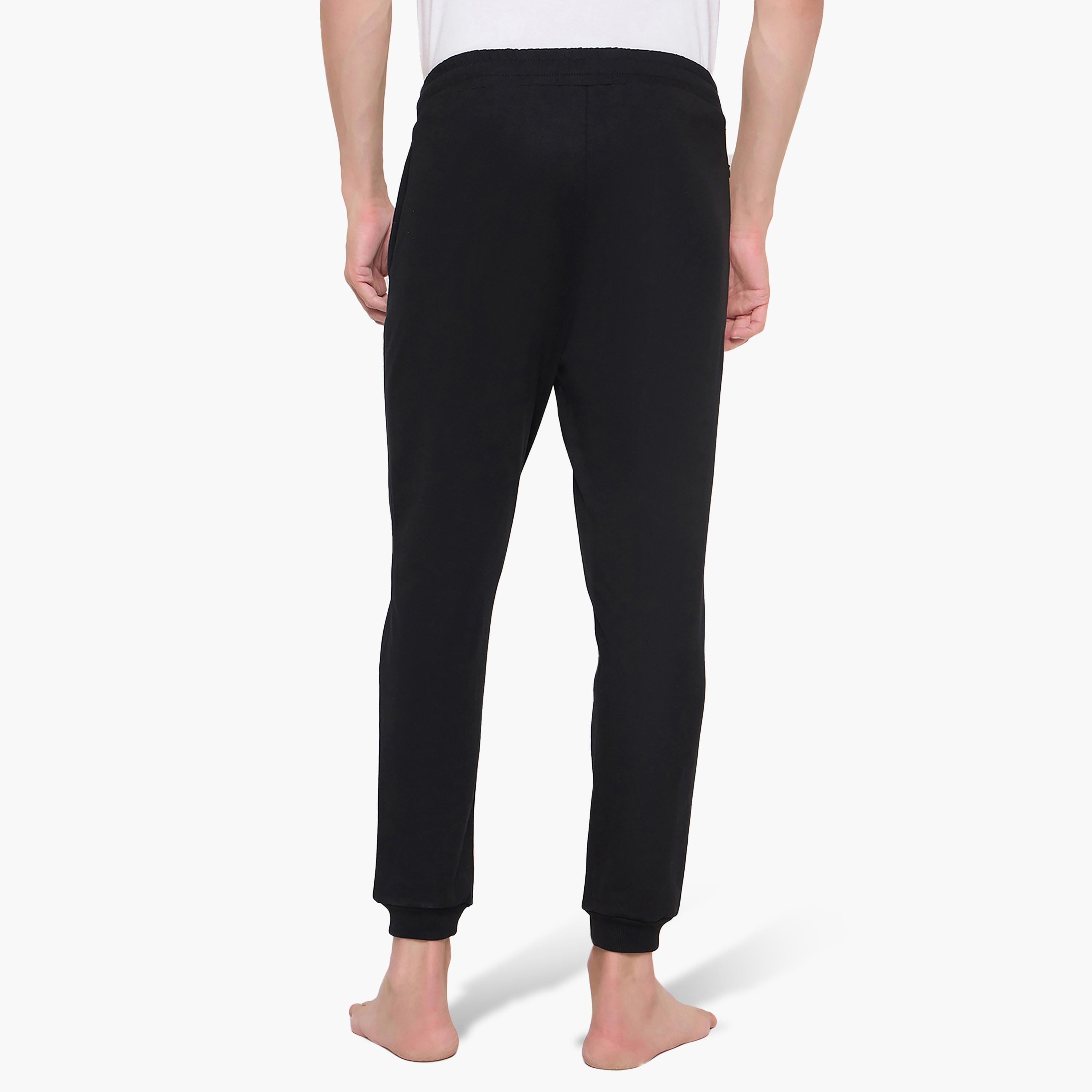 John Player Plain Mid-Rise Elasticated Waist Men's Joggers-men-clothing-nightwear-pyjamaandshorts-image-5