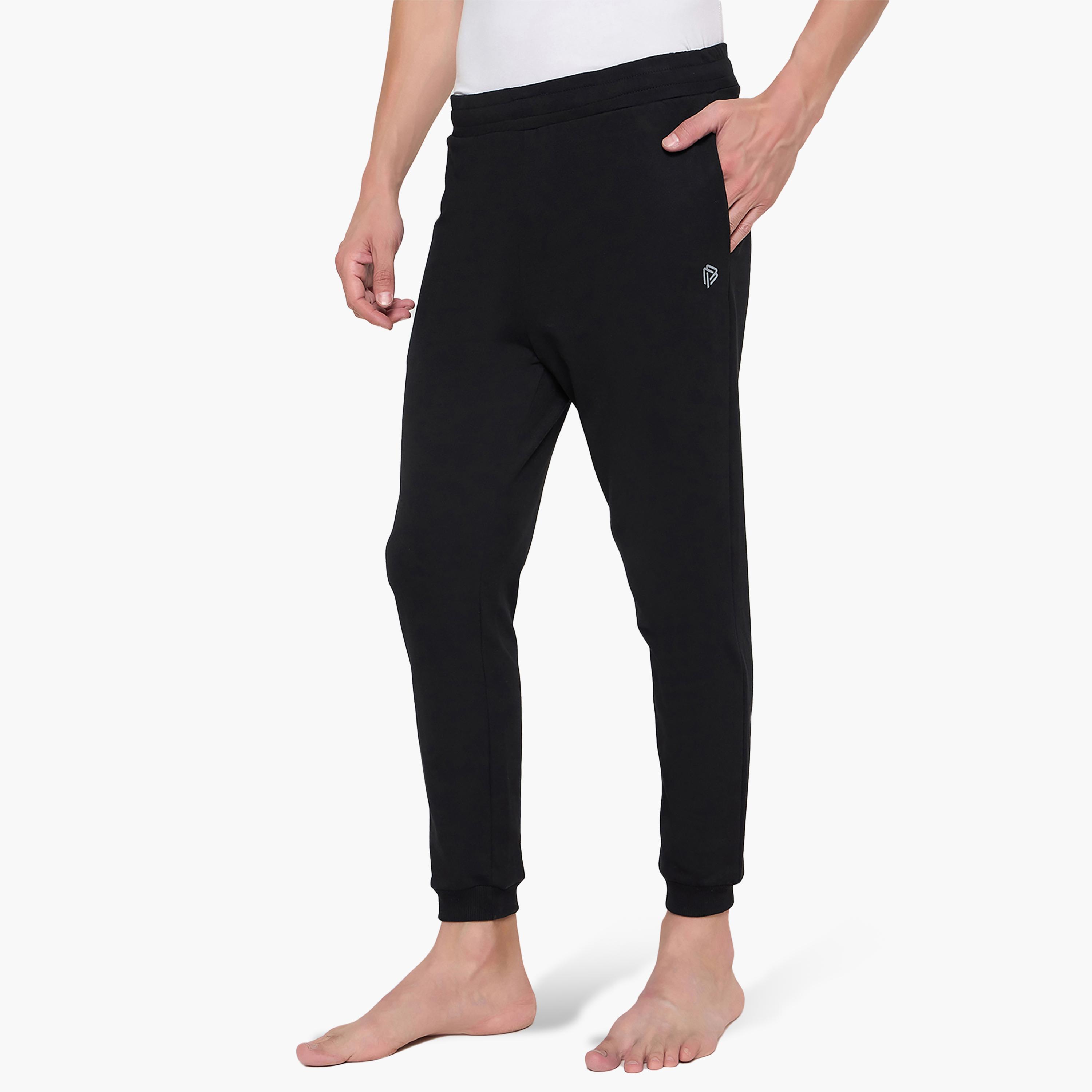 John Player Plain Mid-Rise Elasticated Waist Men's Joggers-men-clothing-nightwear-pyjamaandshorts-image-6