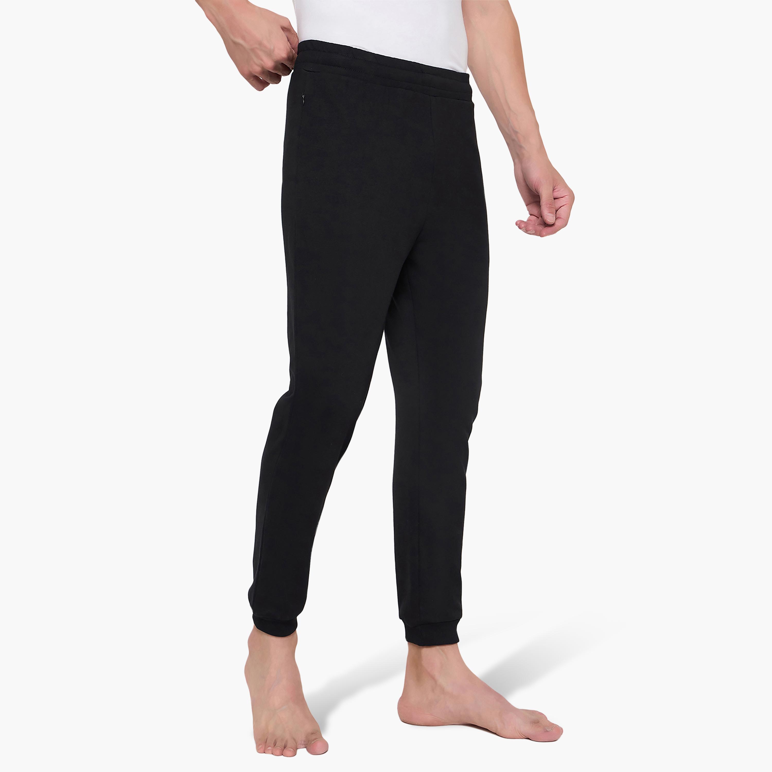John Player Plain Mid-Rise Elasticated Waist Men's Joggers-men-clothing-nightwear-pyjamaandshorts-image-7