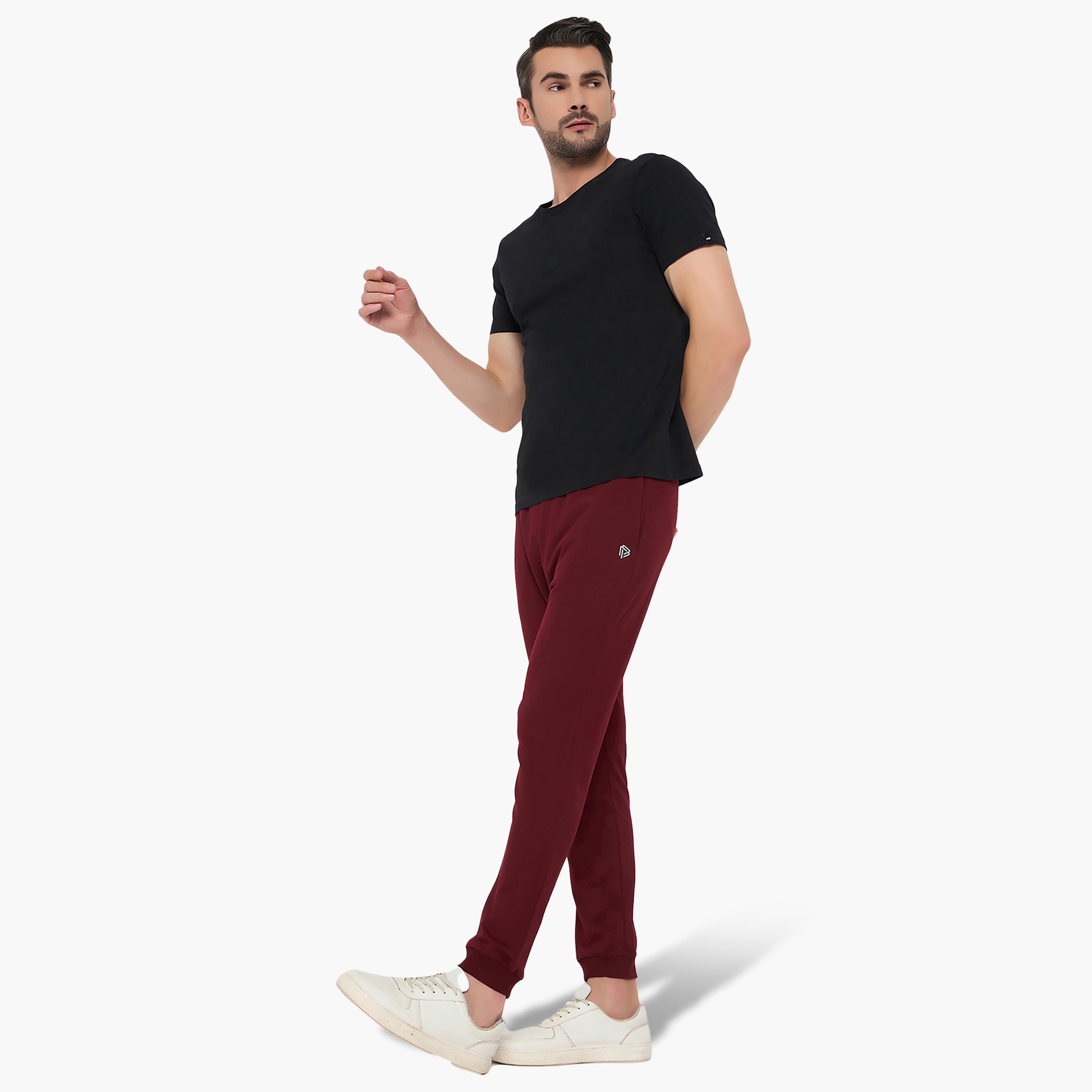 John Player Plain Mid-Rise Elasticated Waist Men's Joggers-men-clothing-nightwear-pyjamaandshorts-image-3