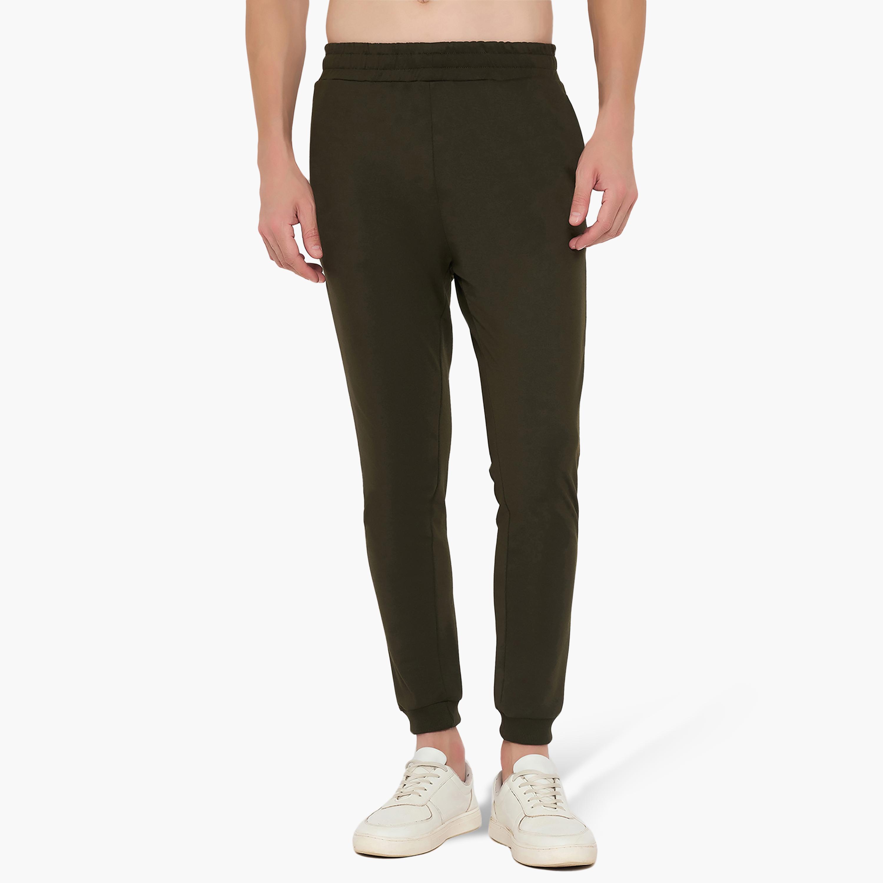 John Player Plain Mid-Rise Elasticated Waist Men's Joggers-men-clothing-nightwear-pyjamaandshorts-image-1