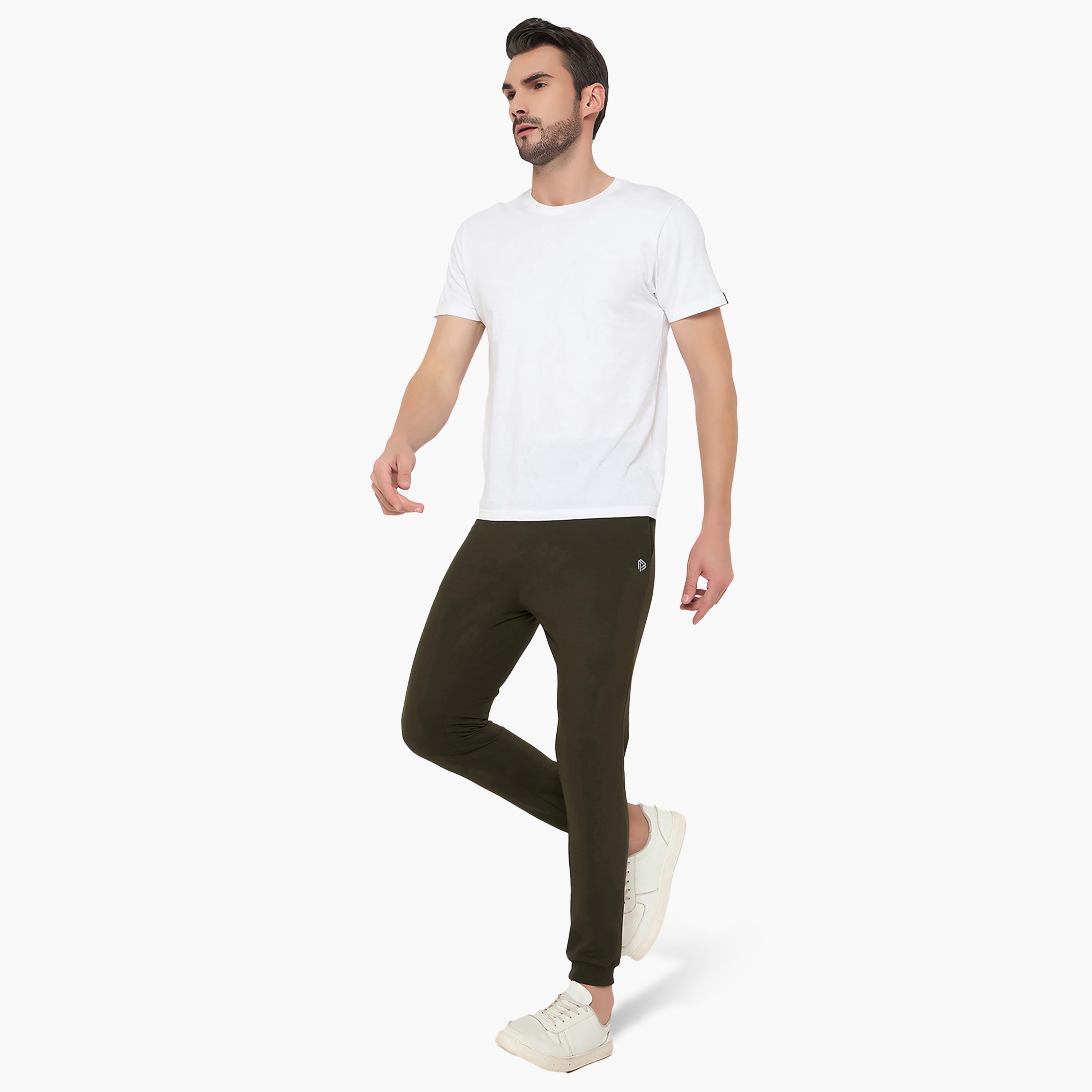 John Player Plain Mid-Rise Elasticated Waist Men's Joggers-men-clothing-nightwear-pyjamaandshorts-image-3