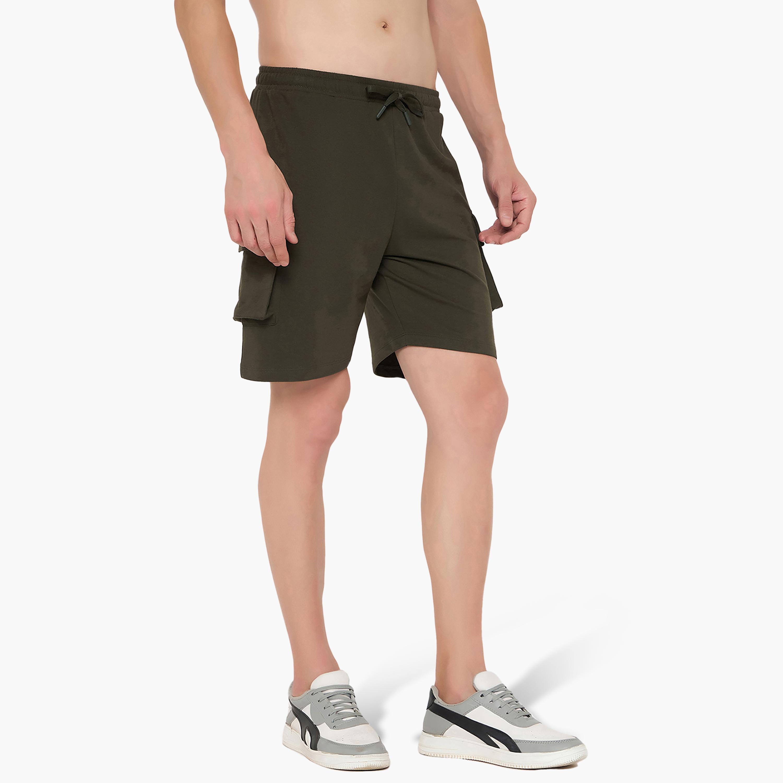 John Player Plain Mid-Rise Drawstring Waist Men's Shorts-men-clothing-nightwear-pyjamaandshorts-image-3