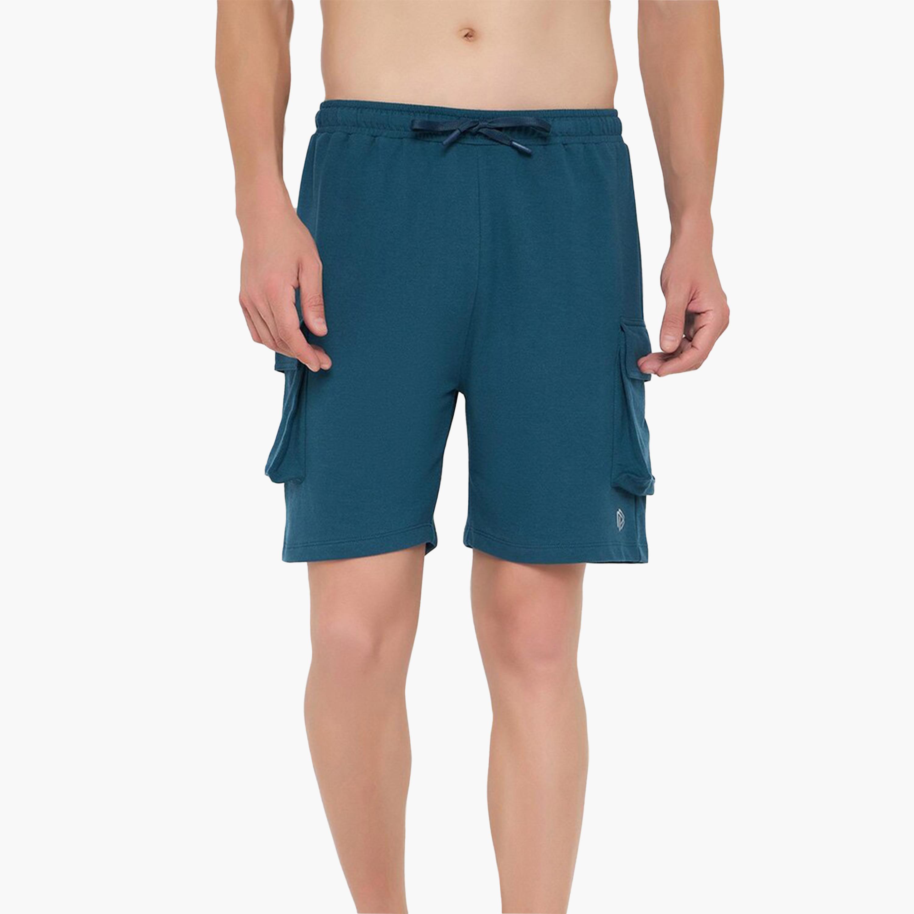 John Player Plain Mid-Rise Drawstring Waist Men's Shorts-men-clothing-nightwear-pyjamaandshorts-image-1