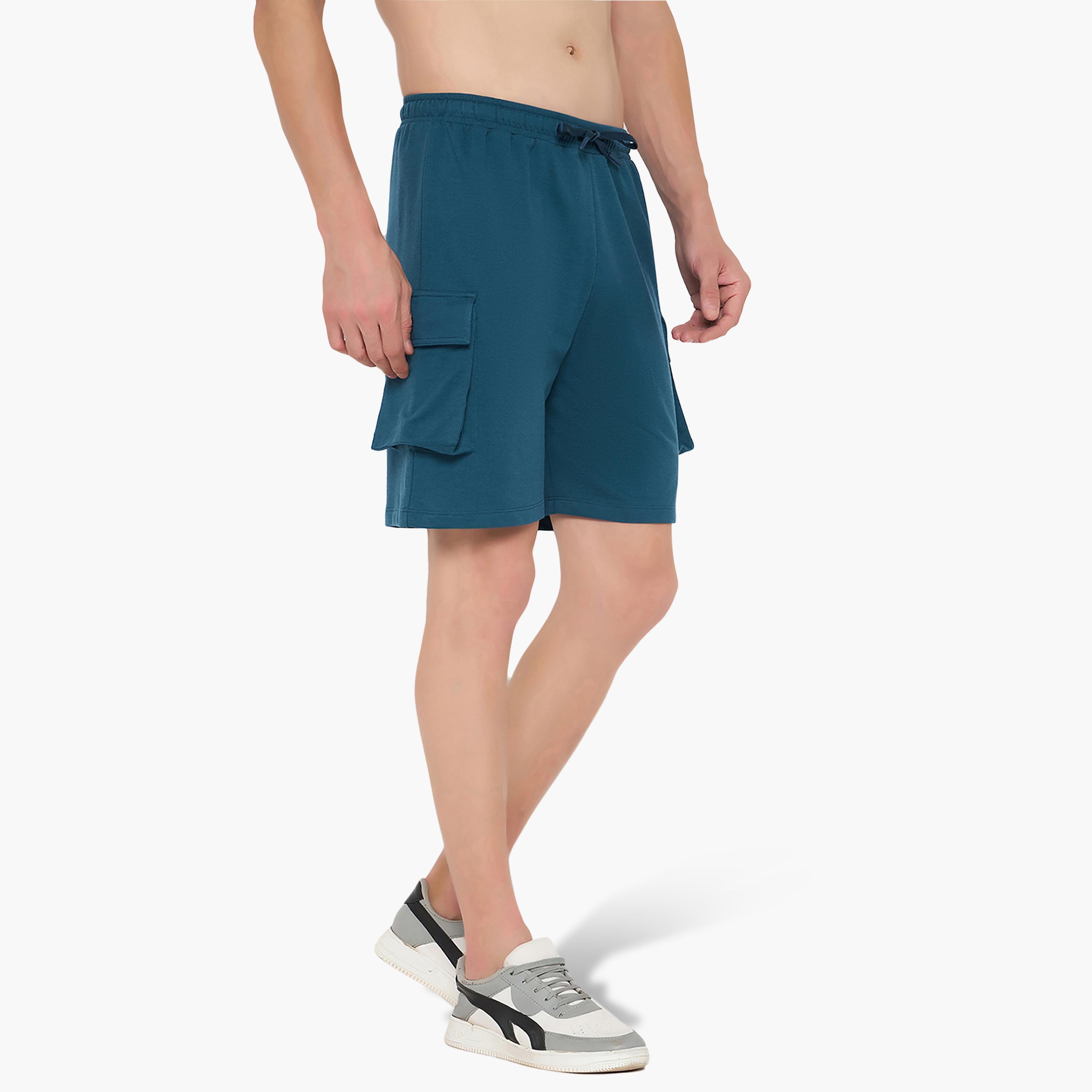John Player Plain Mid-Rise Drawstring Waist Men's Shorts-men-clothing-nightwear-pyjamaandshorts-image-3