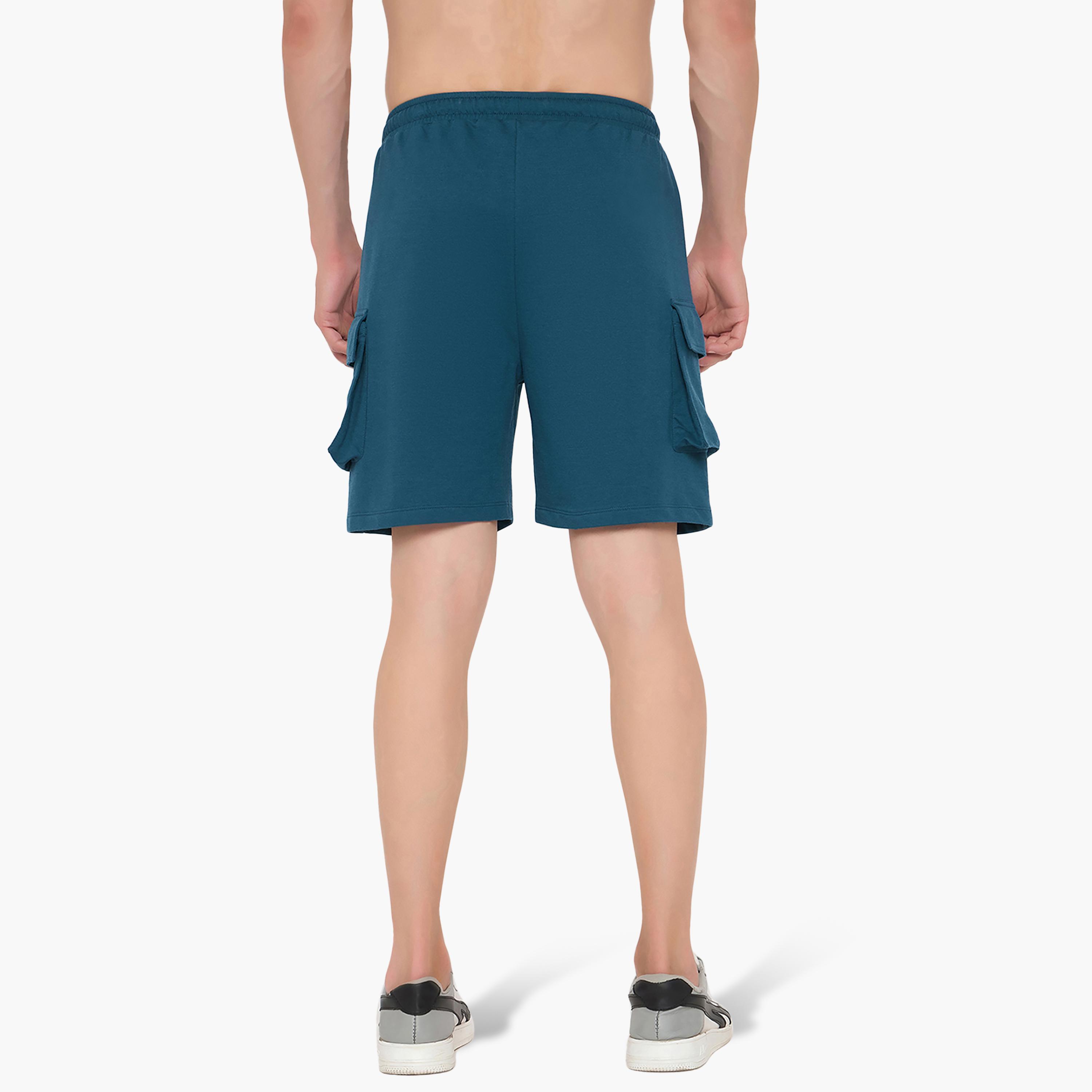 John Player Plain Mid-Rise Drawstring Waist Men's Shorts-men-clothing-nightwear-pyjamaandshorts-image-4