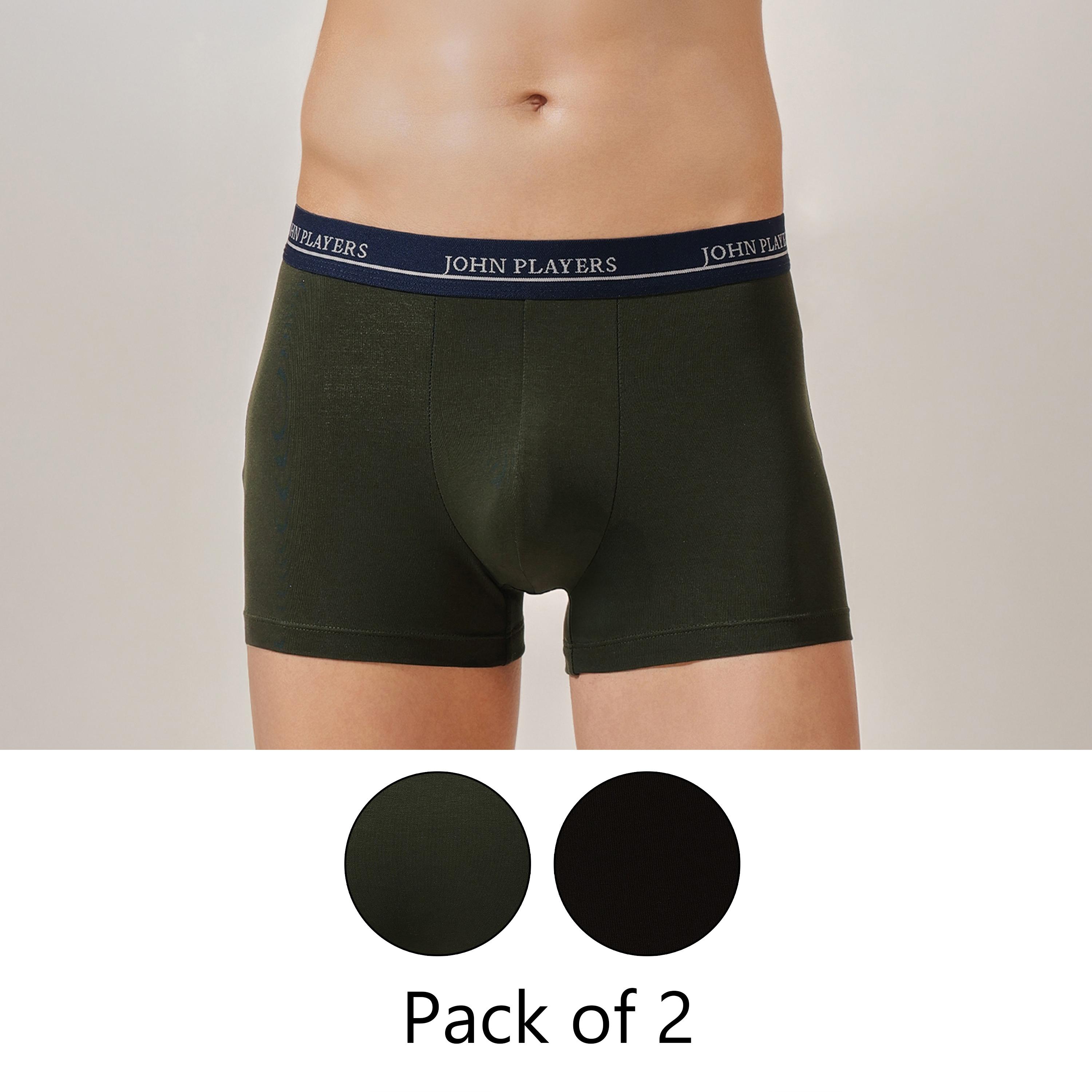 طقم قطعتين سراويل داخلية رجالية بخصر مطبوع بشعار الماركة من جون بلاير-men-clothing-innerwear-underwear-image-1