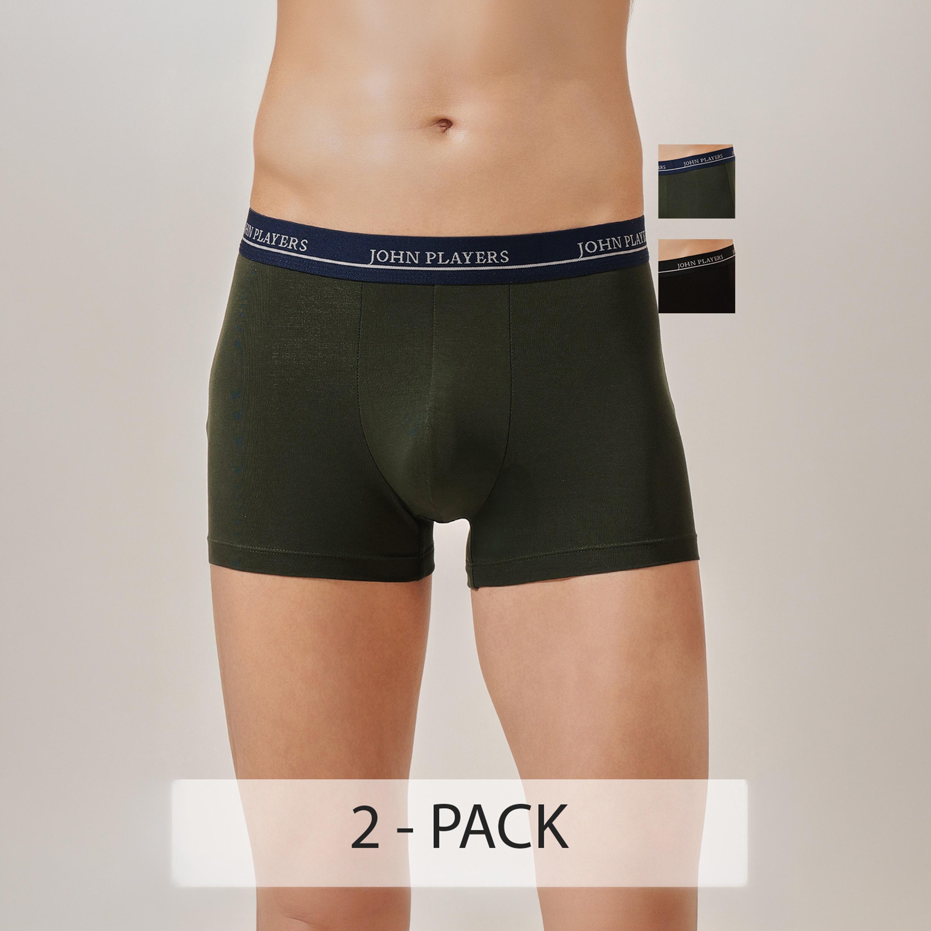 طقم قطعتين سراويل داخلية رجالية بخصر مطبوع بشعار الماركة من جون بلاير-men-clothing-innerwear-underwear-image-2