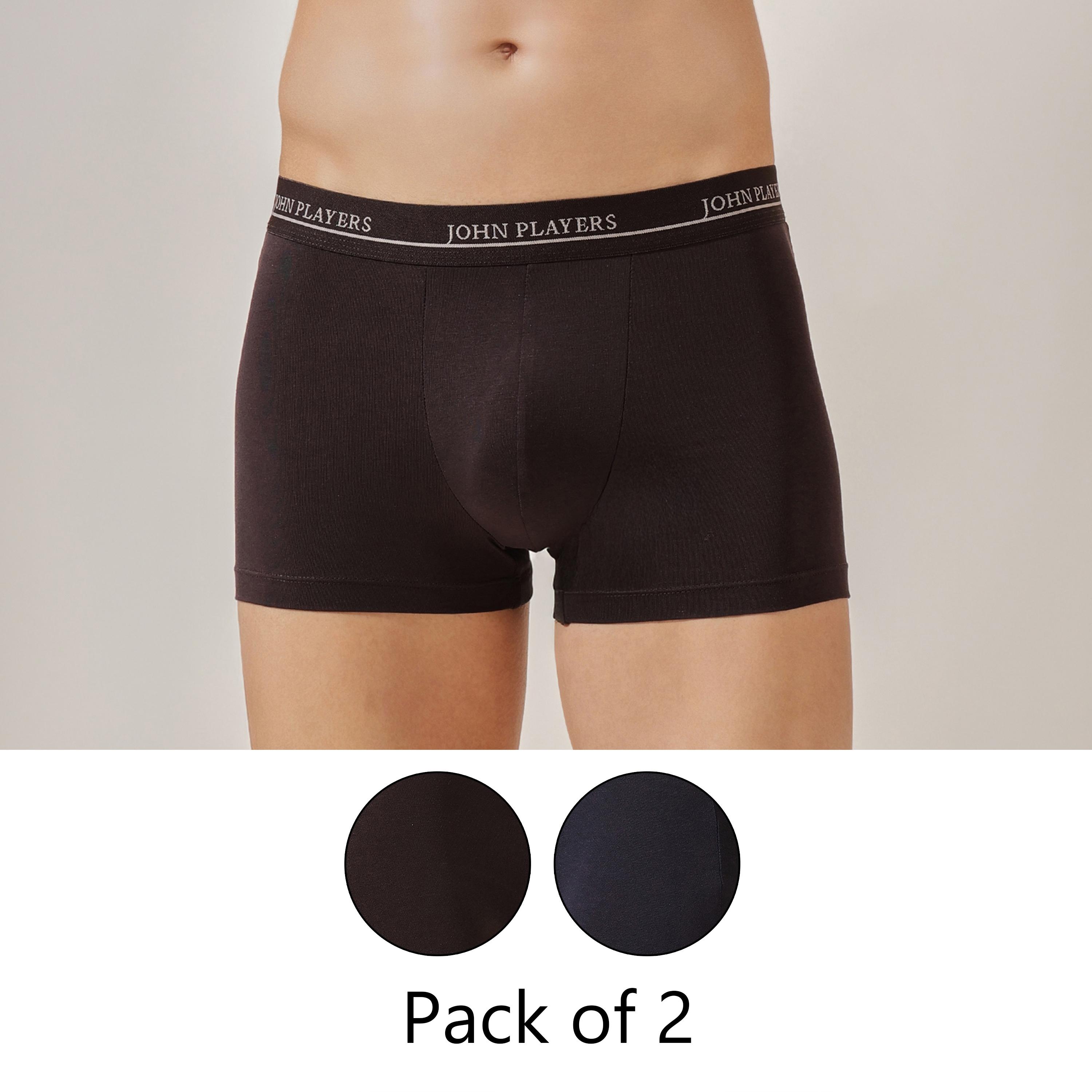 طقم قطعتين سراويل داخلية رجالية بخصر مطبوع بشعار الماركة من جون بلاير-men-clothing-innerwear-underwear-image-1