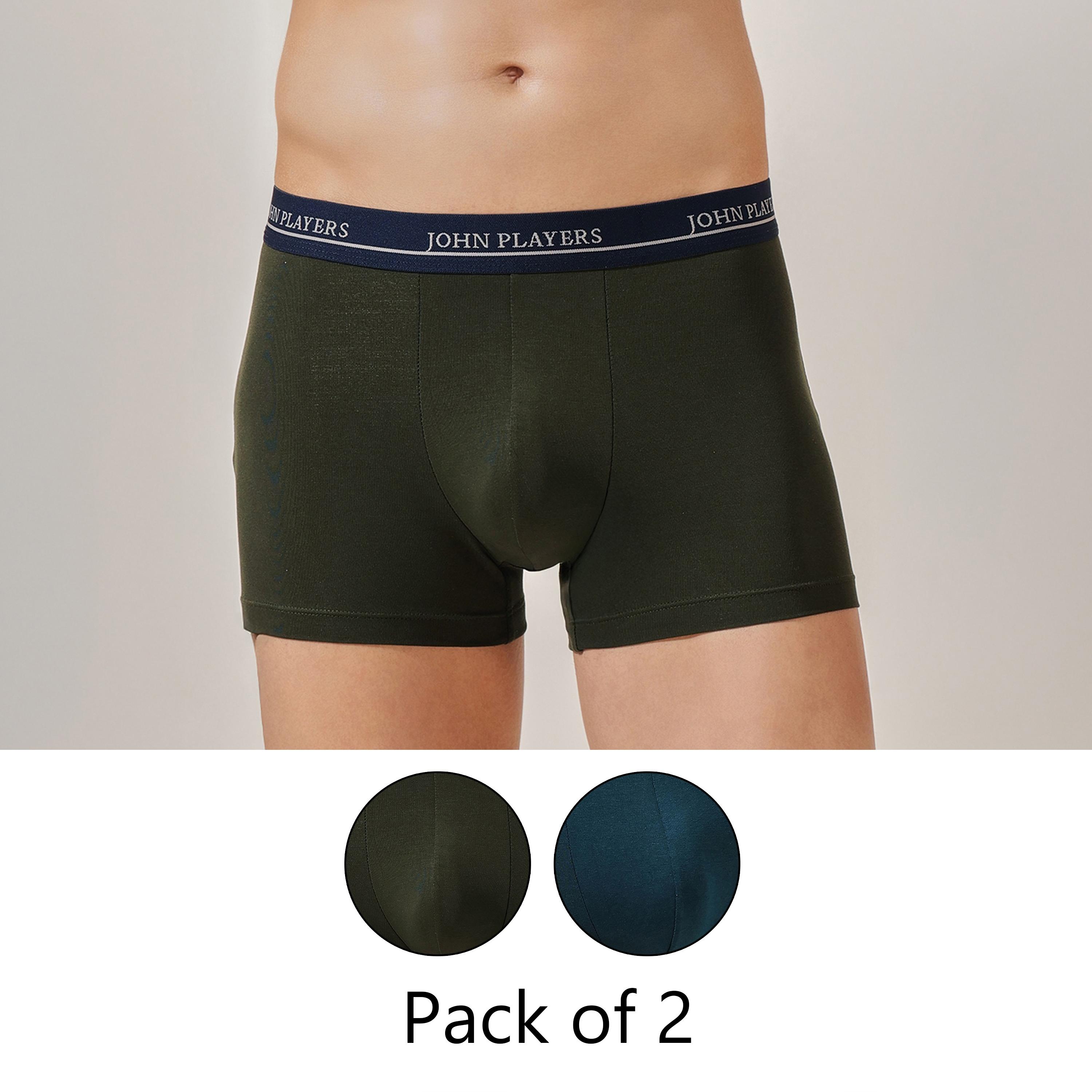طقم قطعتين سراويل داخلية رجالية بخصر مطبوع بشعار الماركة من جون بلاير-men-clothing-innerwear-underwear-image-1