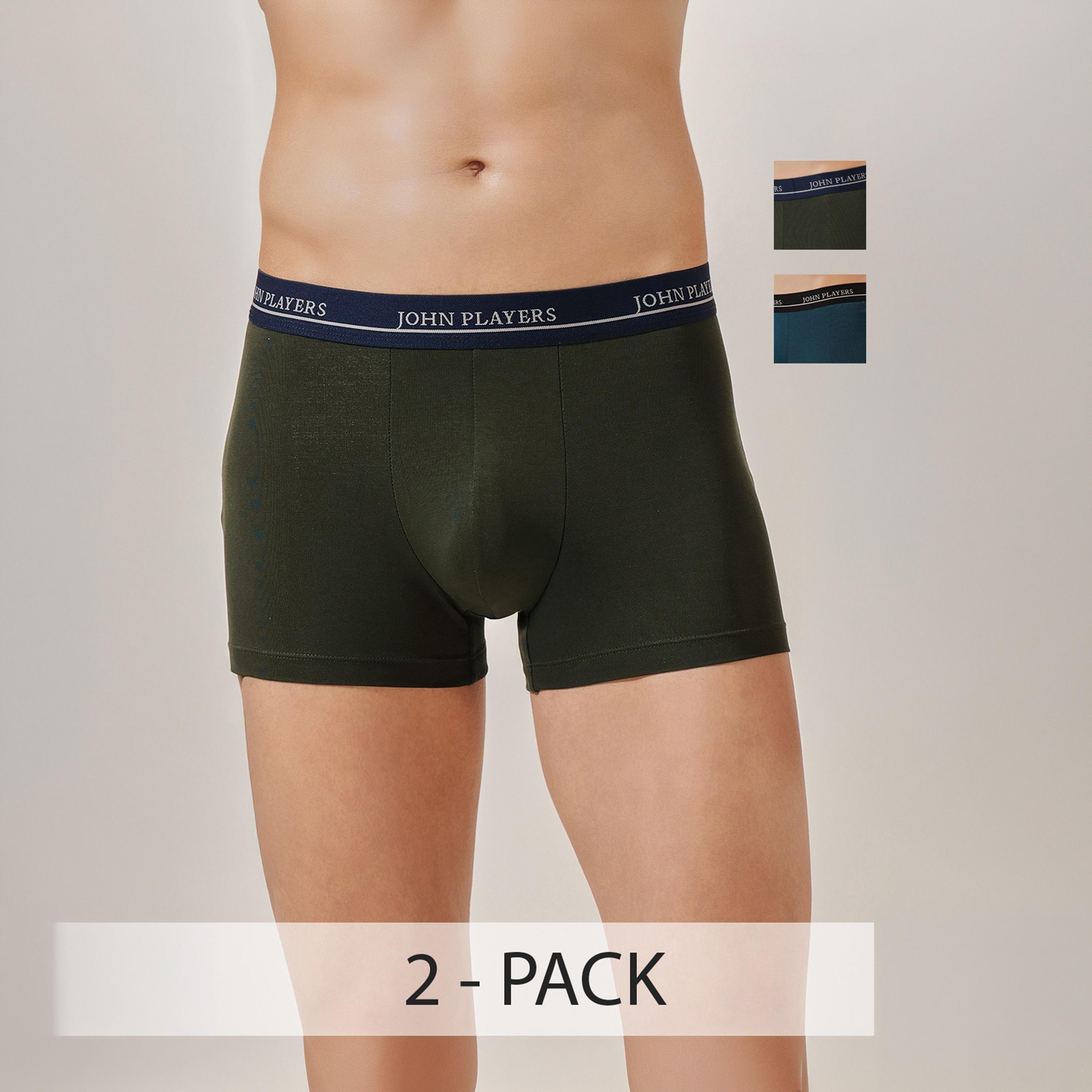 طقم قطعتين سراويل داخلية رجالية بخصر مطبوع بشعار الماركة من جون بلاير-men-clothing-innerwear-underwear-image-2