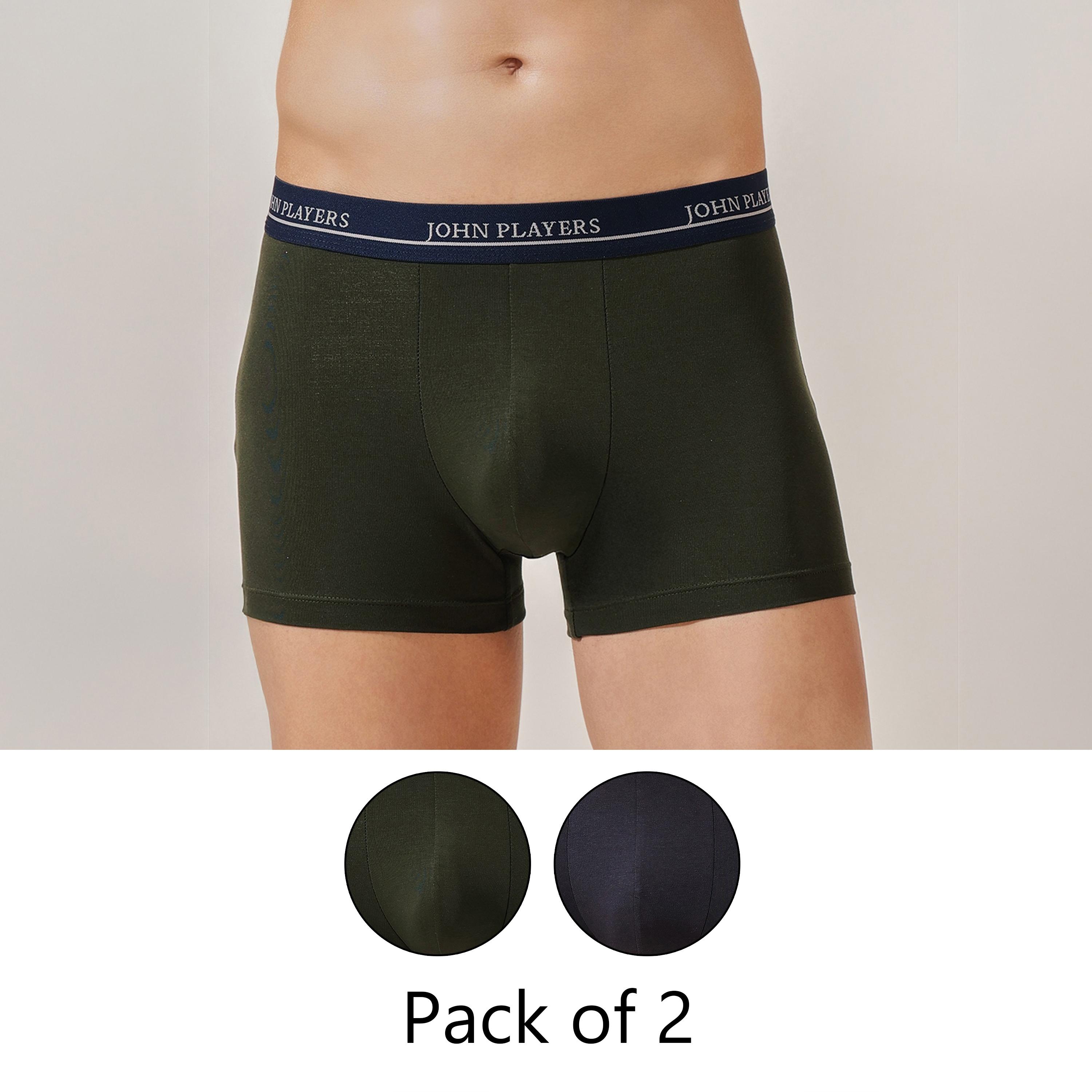 طقم قطعتين سراويل داخلية رجالية بخصر مطبوع بشعار الماركة من جون بلاير-men-clothing-innerwear-underwear-image-1