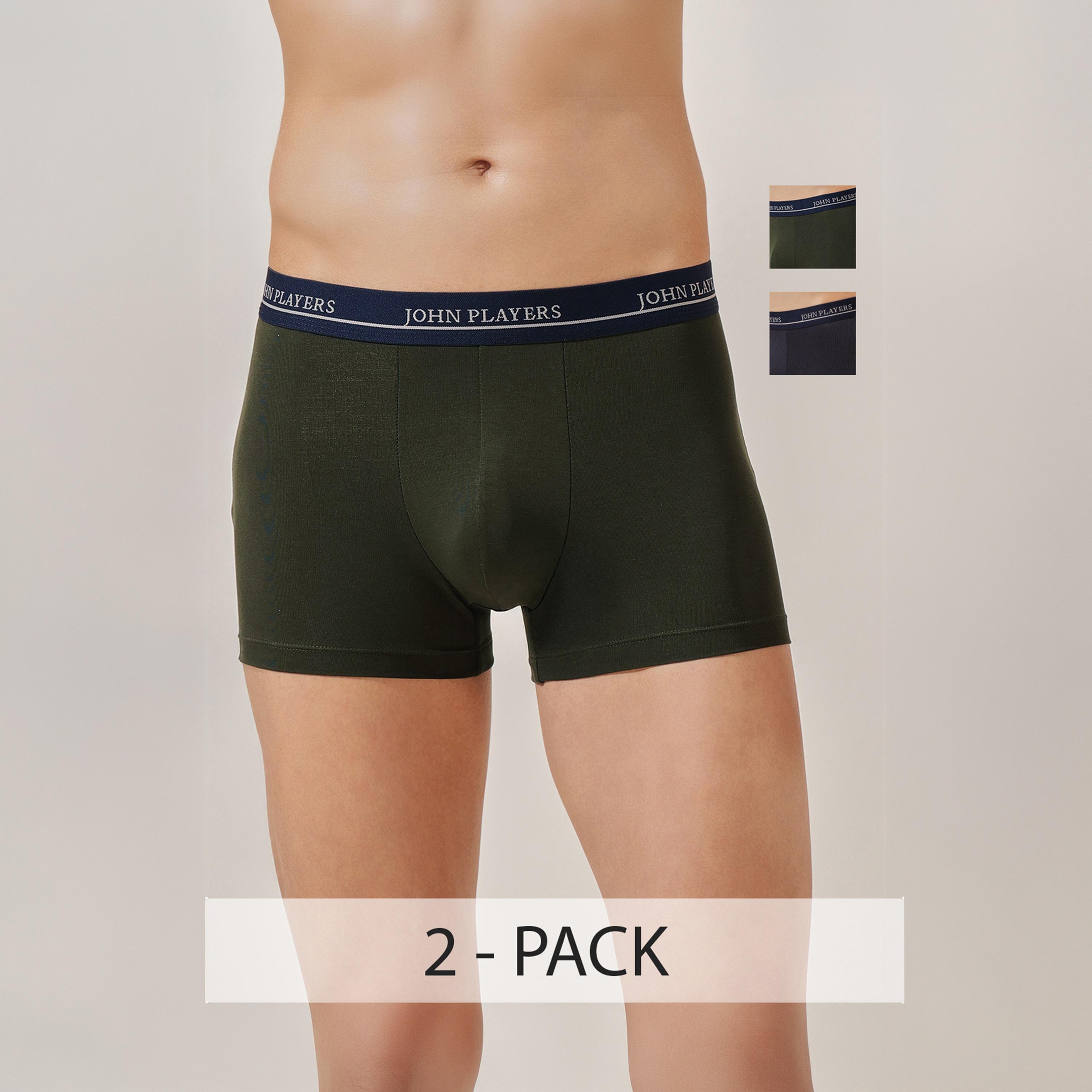 طقم قطعتين سراويل داخلية رجالية بخصر مطبوع بشعار الماركة من جون بلاير-men-clothing-innerwear-underwear-image-2