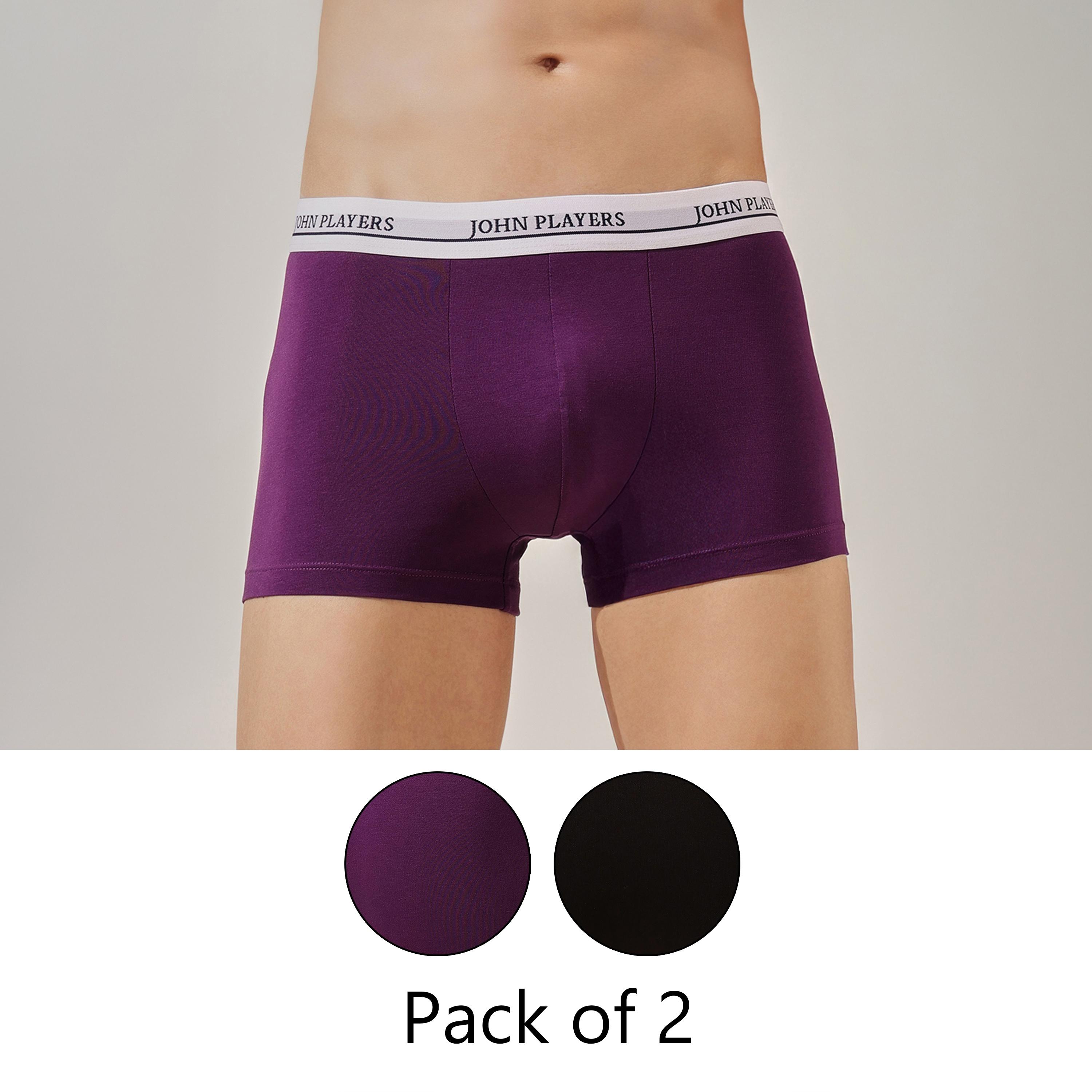 طقم قطعتين سراويل داخلية رجالية بخصر مطبوع بشعار الماركة من جون بلاير-men-clothing-innerwear-underwear-image-1