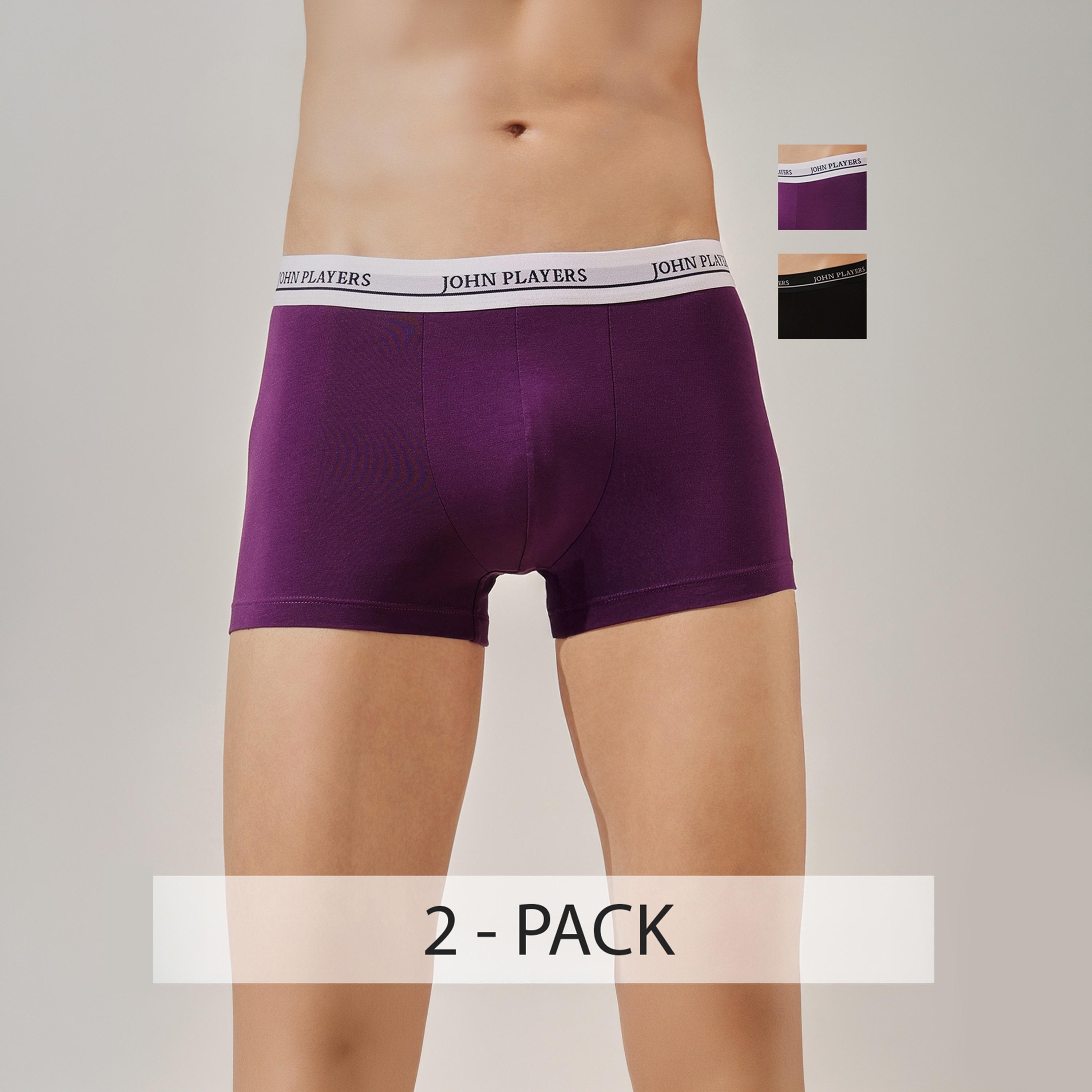 طقم قطعتين سراويل داخلية رجالية بخصر مطبوع بشعار الماركة من جون بلاير-men-clothing-innerwear-underwear-image-2