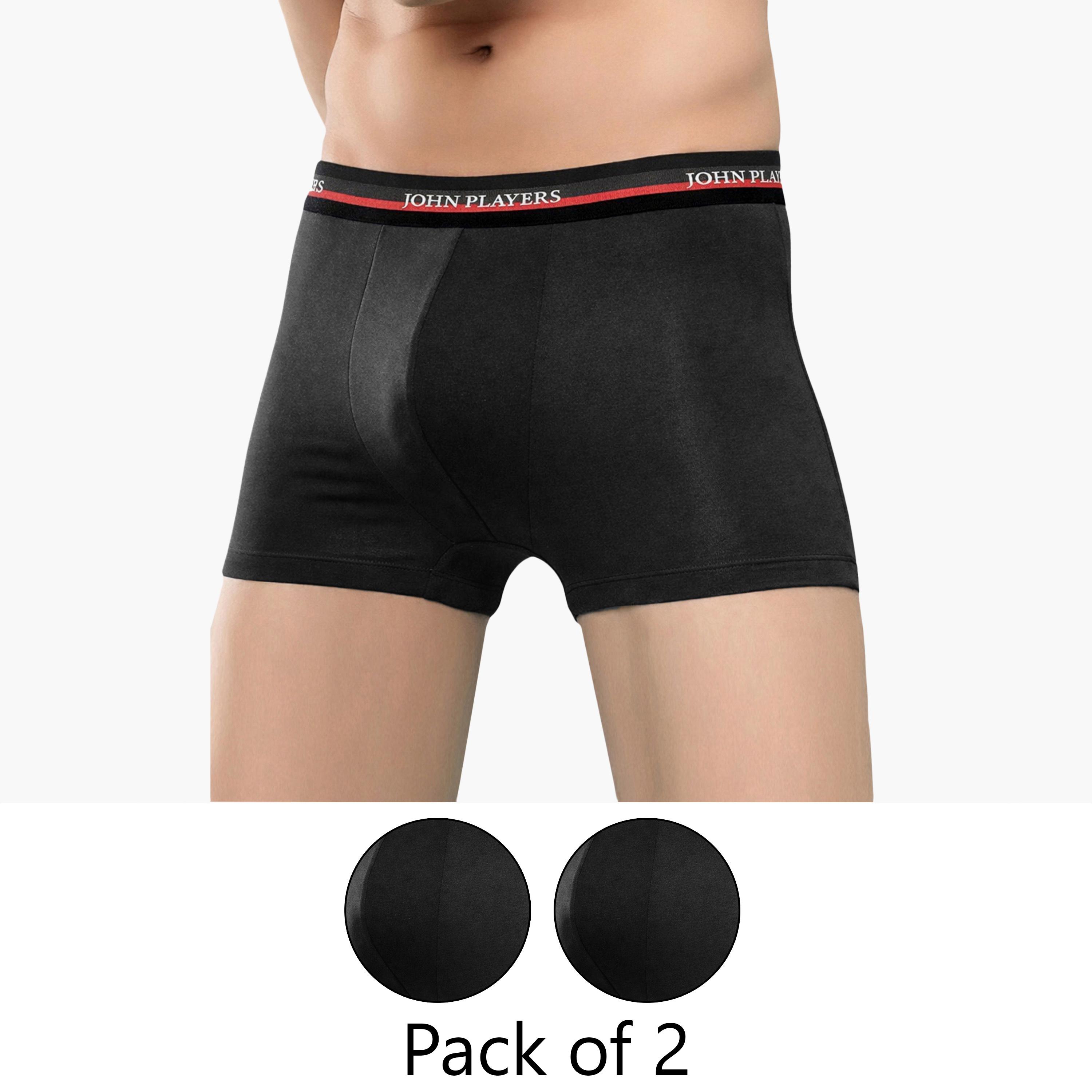 John Player Pack of 2 Brand Print Waistband Men's Trunks-men-clothing-innerwear-underwear-image-1