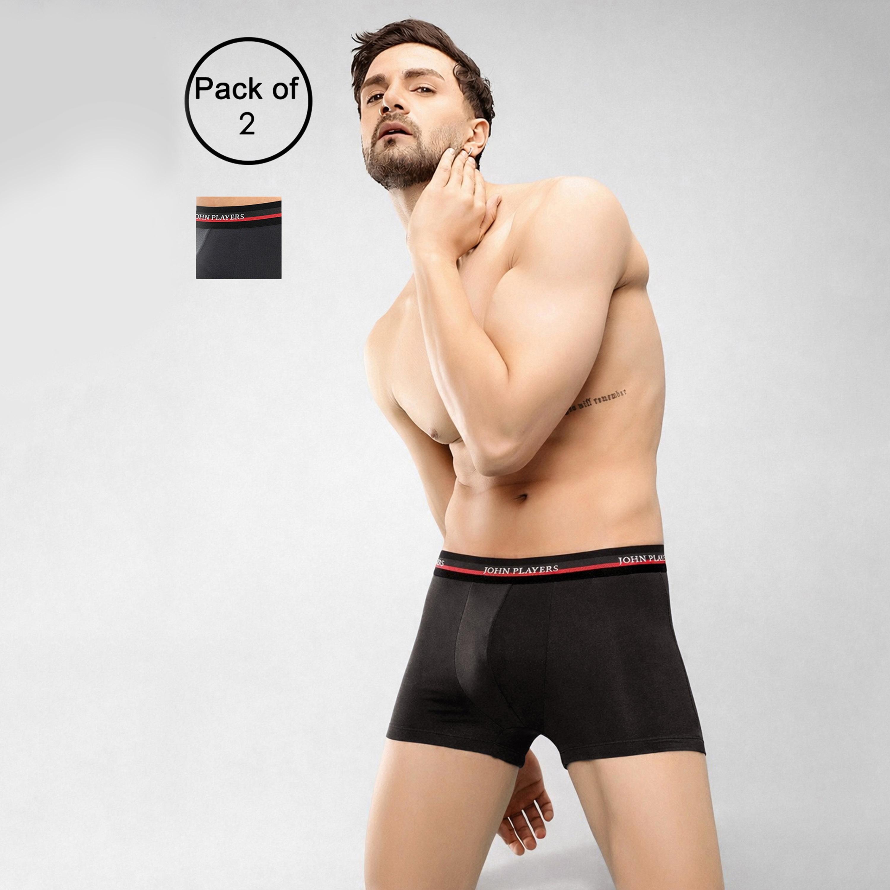 طقم قطعتين سراويل داخلية رجالية بخصر مطبوع بشعار الماركة من جون بلاير-men-clothing-innerwear-underwear-image-4