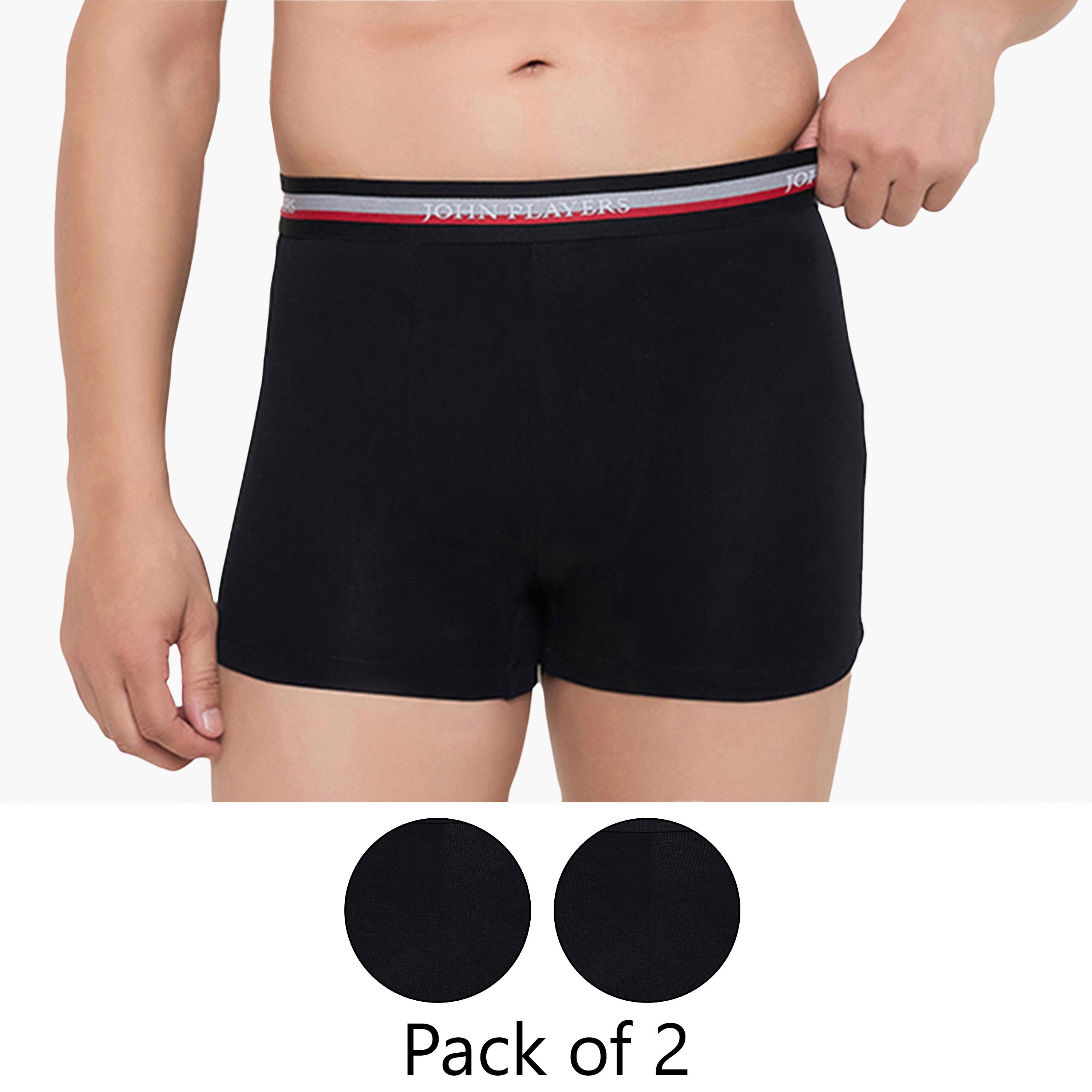 طقم قطعتين سراويل داخلية رجالية بخصر مطبوع بشعار الماركة من جون بلاير-men-clothing-innerwear-underwear-image-1