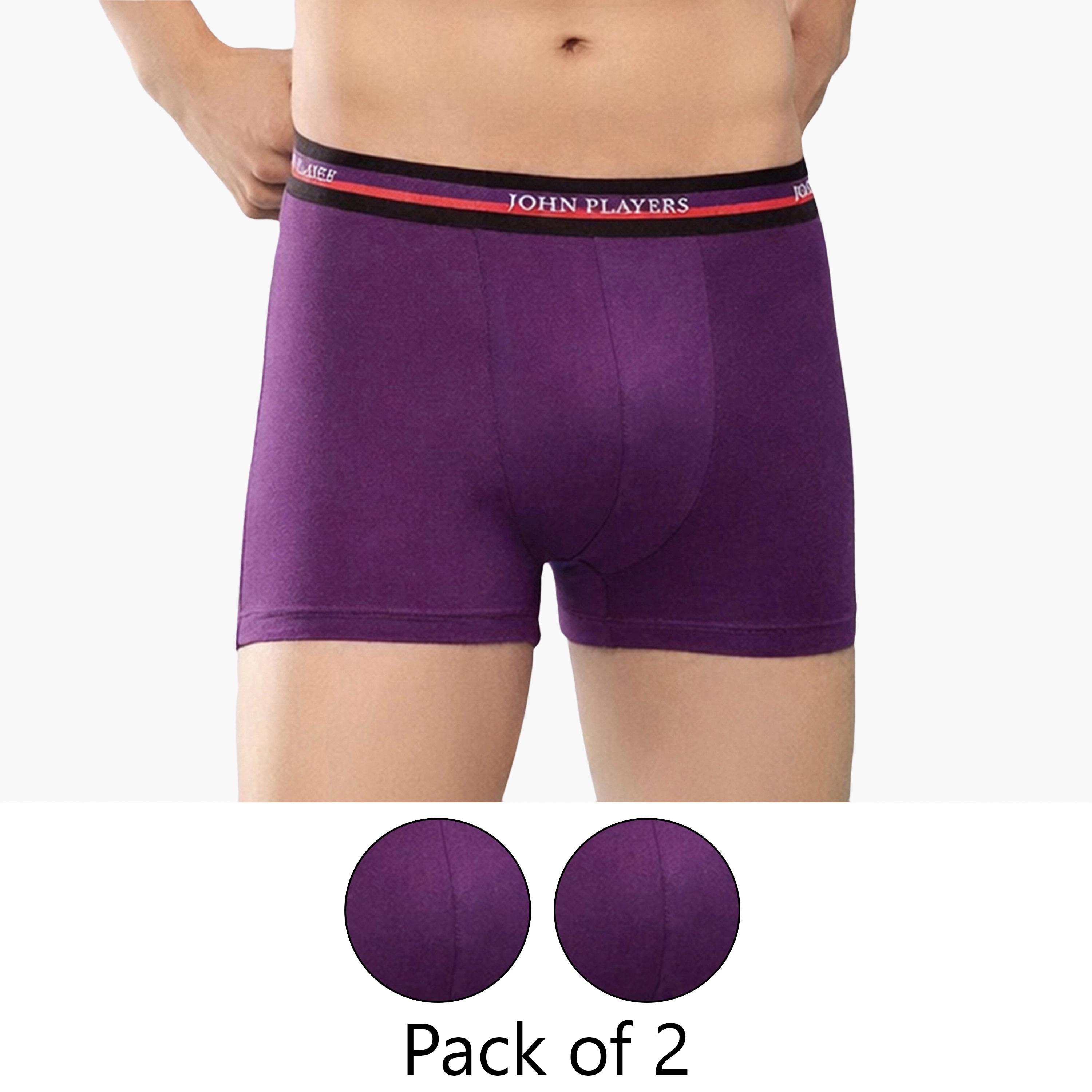 طقم قطعتين سراويل داخلية رجالية بخصر مطبوع بشعار الماركة من جون بلاير-men-clothing-innerwear-underwear-image-1