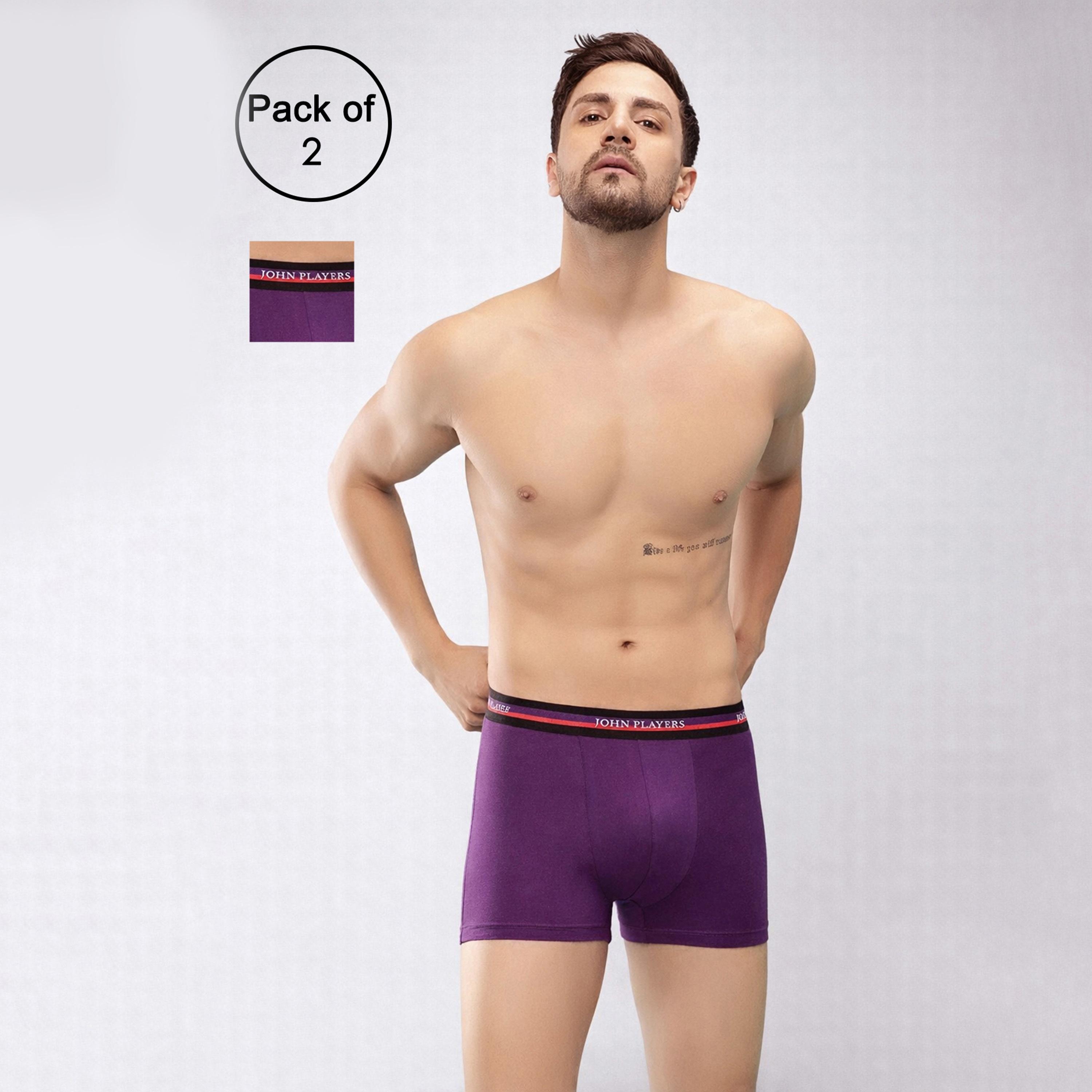 طقم قطعتين سراويل داخلية رجالية بخصر مطبوع بشعار الماركة من جون بلاير-men-clothing-innerwear-underwear-image-5