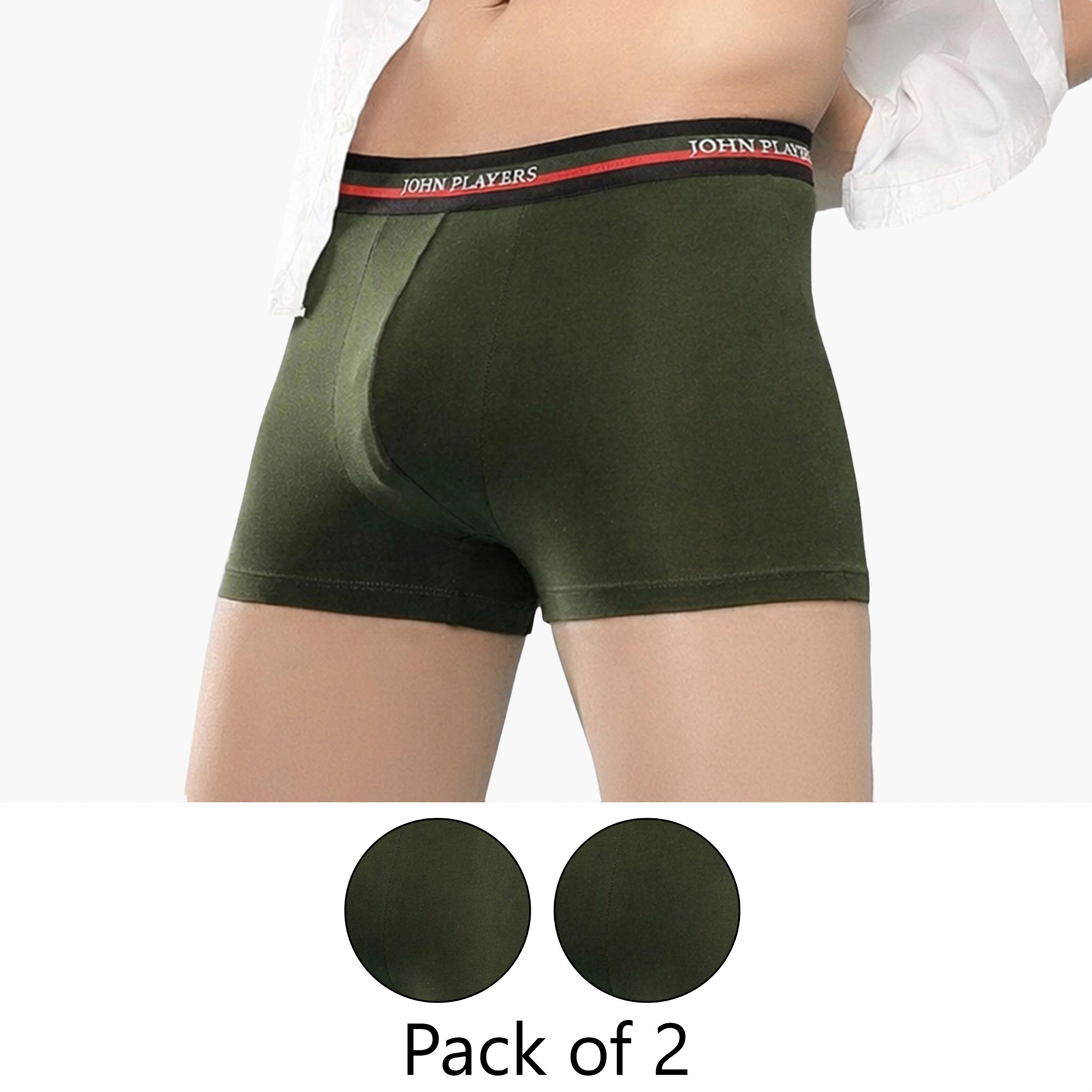 John Player Pack of 2 Brand Print Waistband Men's Trunks-men-clothing-innerwear-underwear-image-1