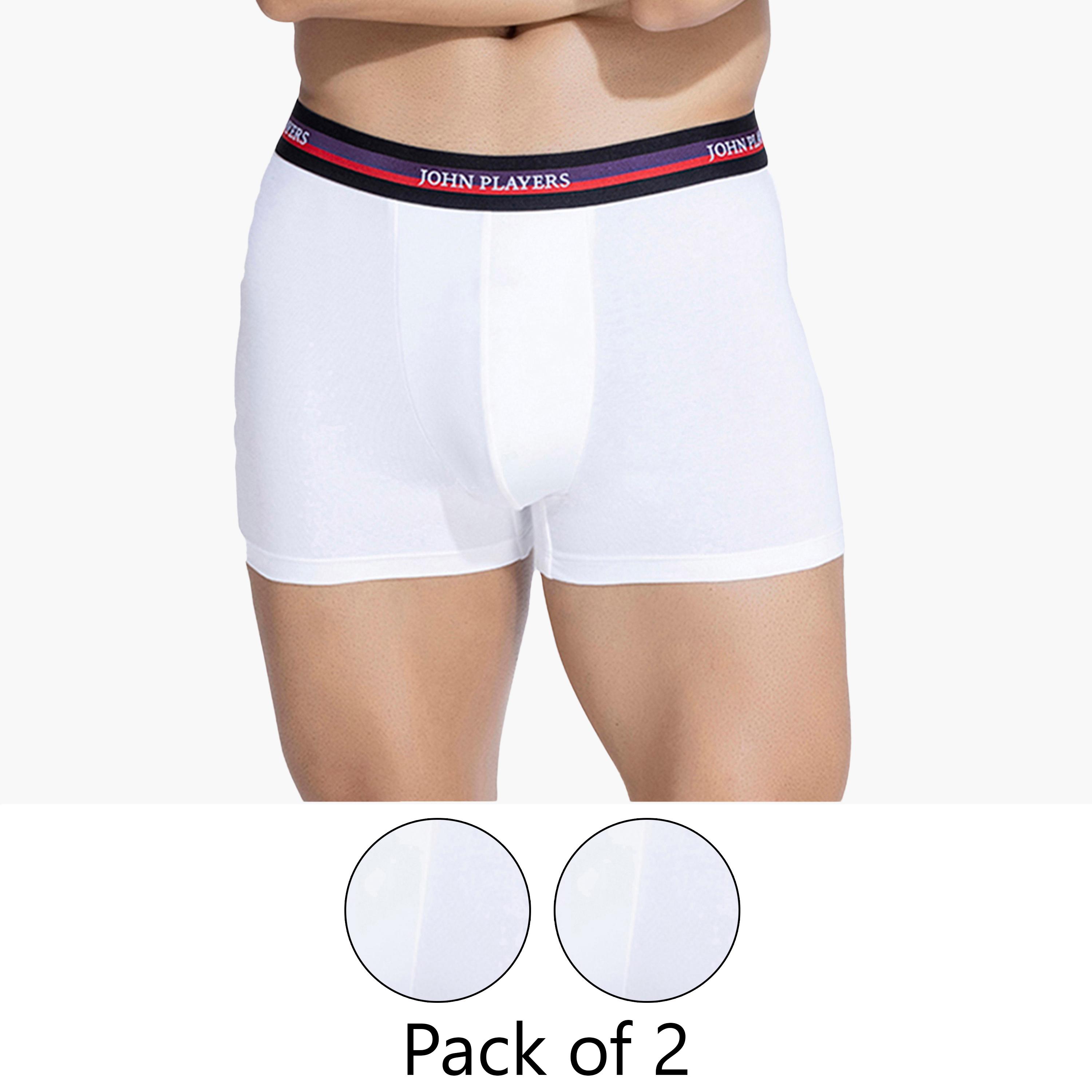 John Player Pack of 2 Brand Print Waistband Men's Trunks-men-clothing-innerwear-underwear-image-1