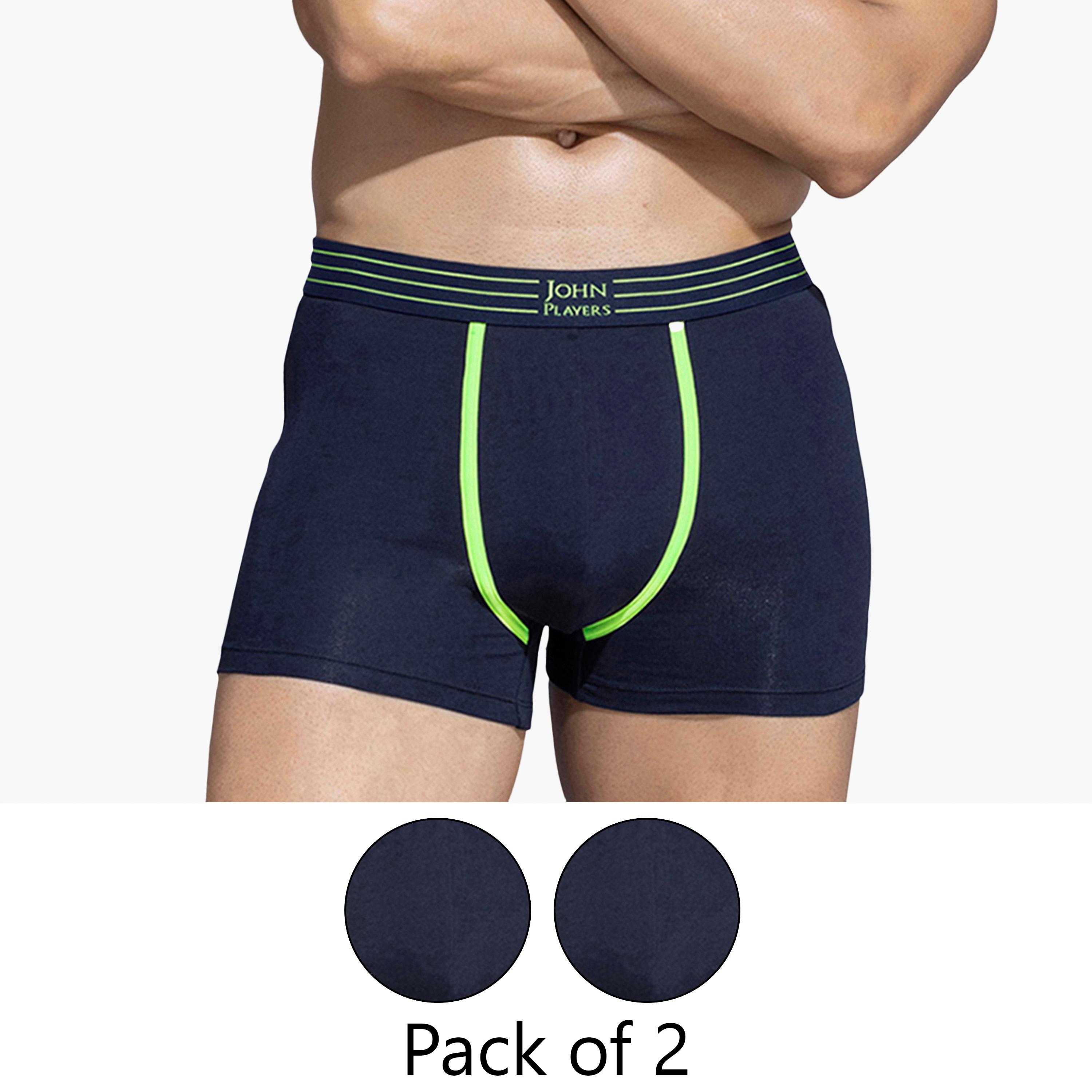طقم قطعتين سراويل داخلية رجالية بخصر مطبوع بشعار الماركة من جون بلاير-men-clothing-innerwear-underwear-image-1