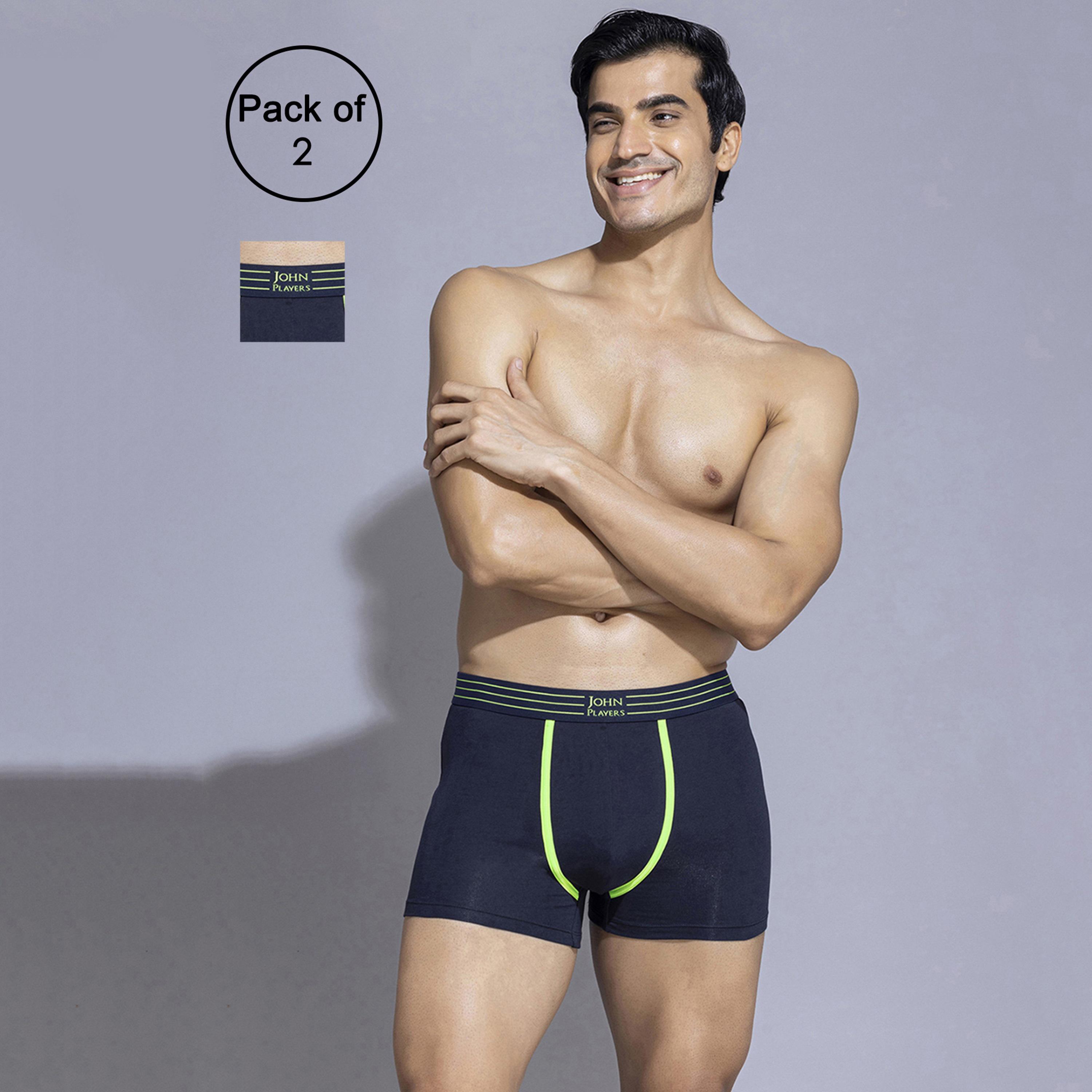 John Player Pack of 2 Brand Print Waistband Men's Trunks-men-clothing-innerwear-underwear-image-5