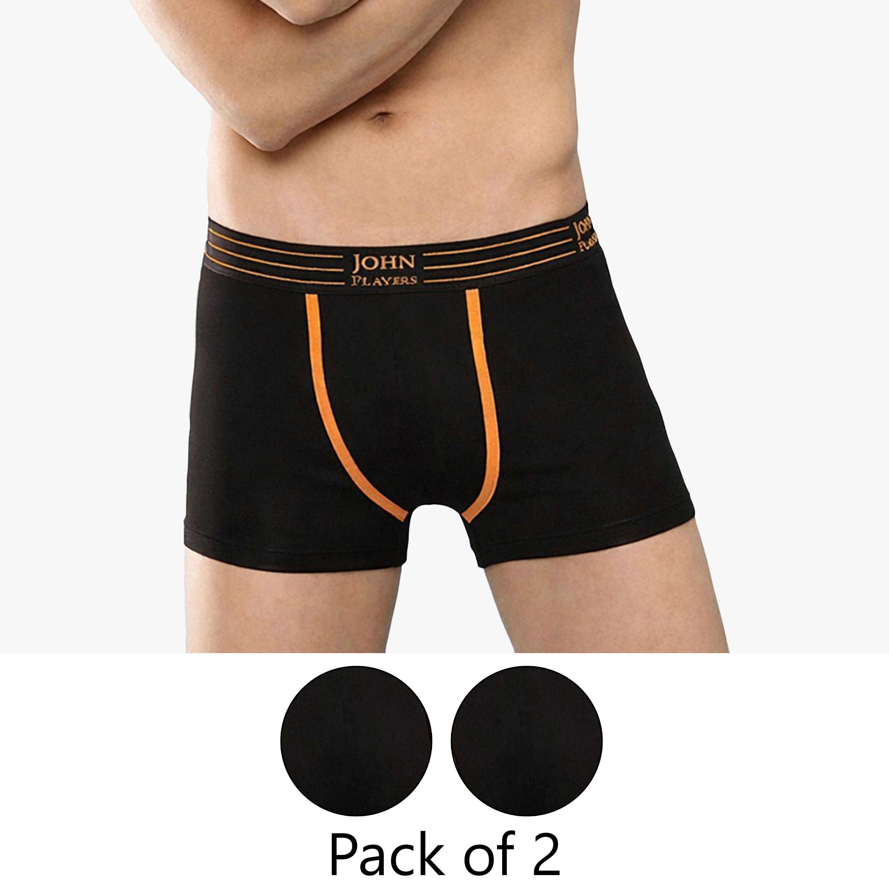 John Player Pack of 2 Brand Print Waistband Men's Trunks-men-clothing-innerwear-underwear-image-1