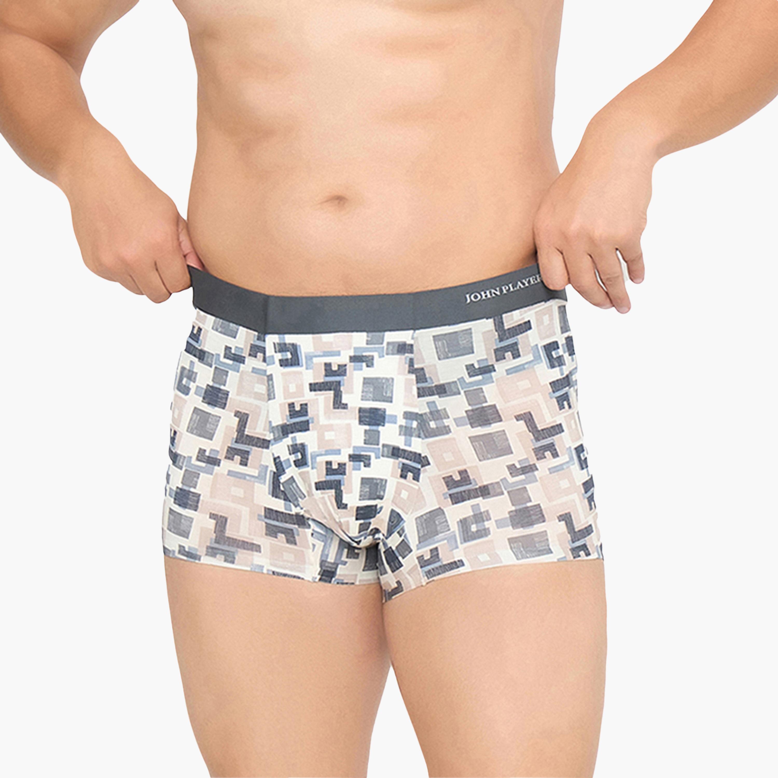 John Player Bonded Print Men's Trunks with Free Socks-men-clothing-innerwear-underwear-image-1