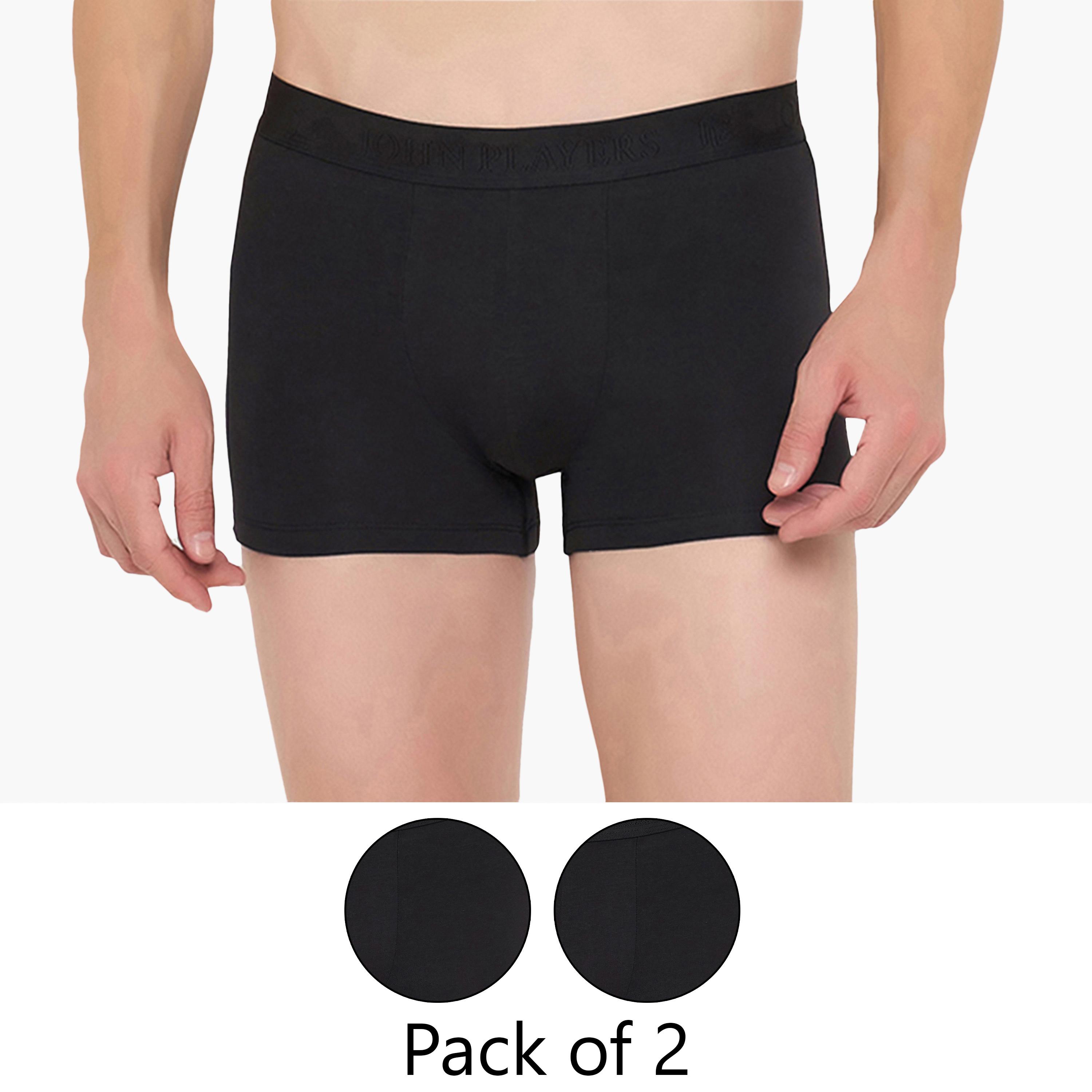 John Player Pack of 2 Brand Print Waistband Men's Trunks-men-clothing-innerwear-underwear-image-1