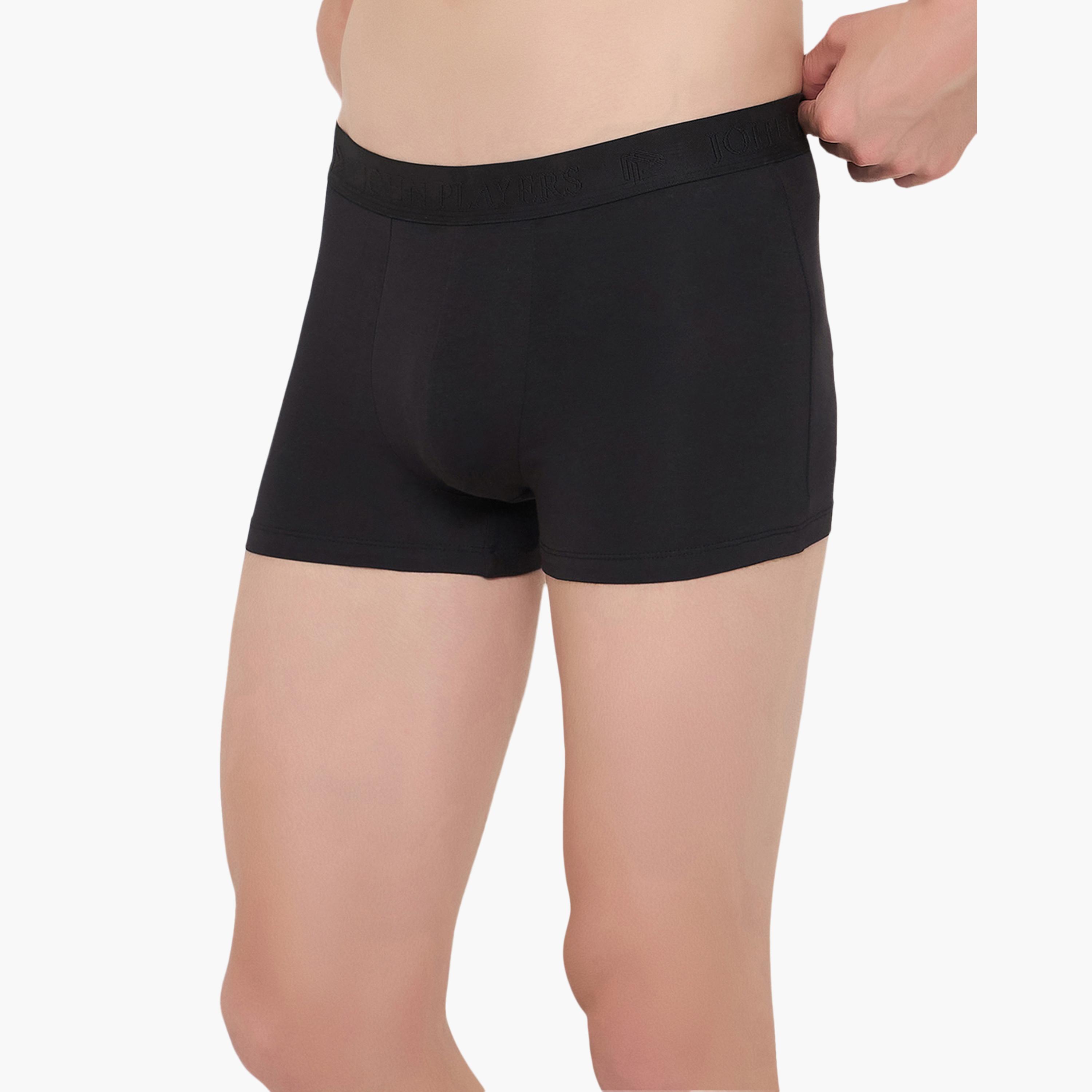 John Player Pack of 2 Brand Print Waistband Men's Trunks-men-clothing-innerwear-underwear-image-2