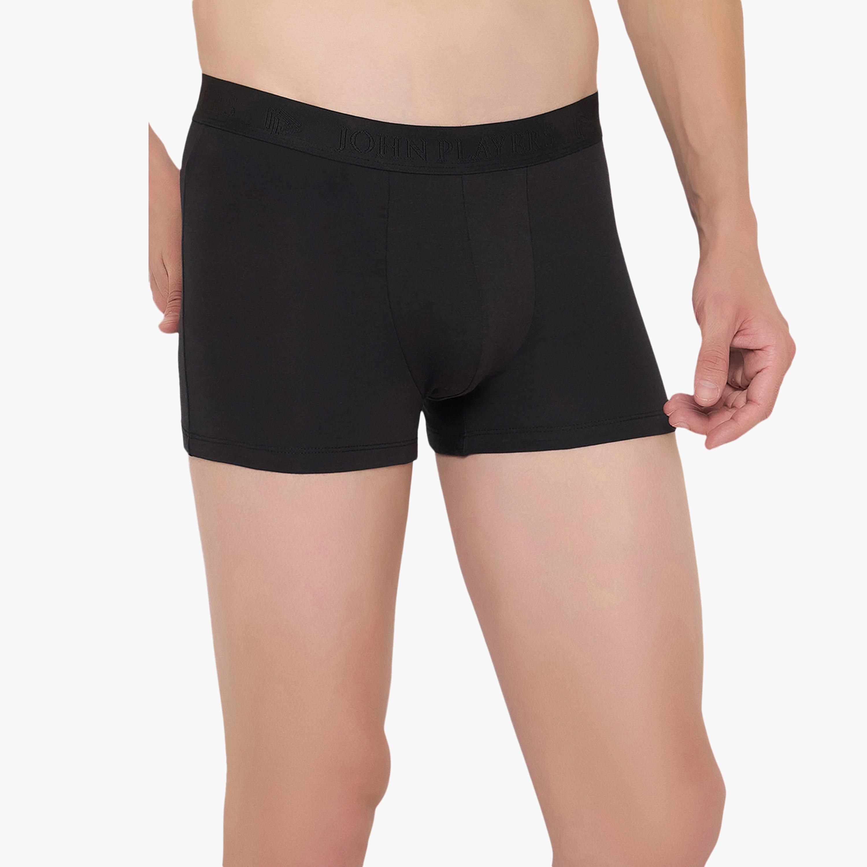John Player Pack of 2 Brand Print Waistband Men's Trunks-men-clothing-innerwear-underwear-image-3