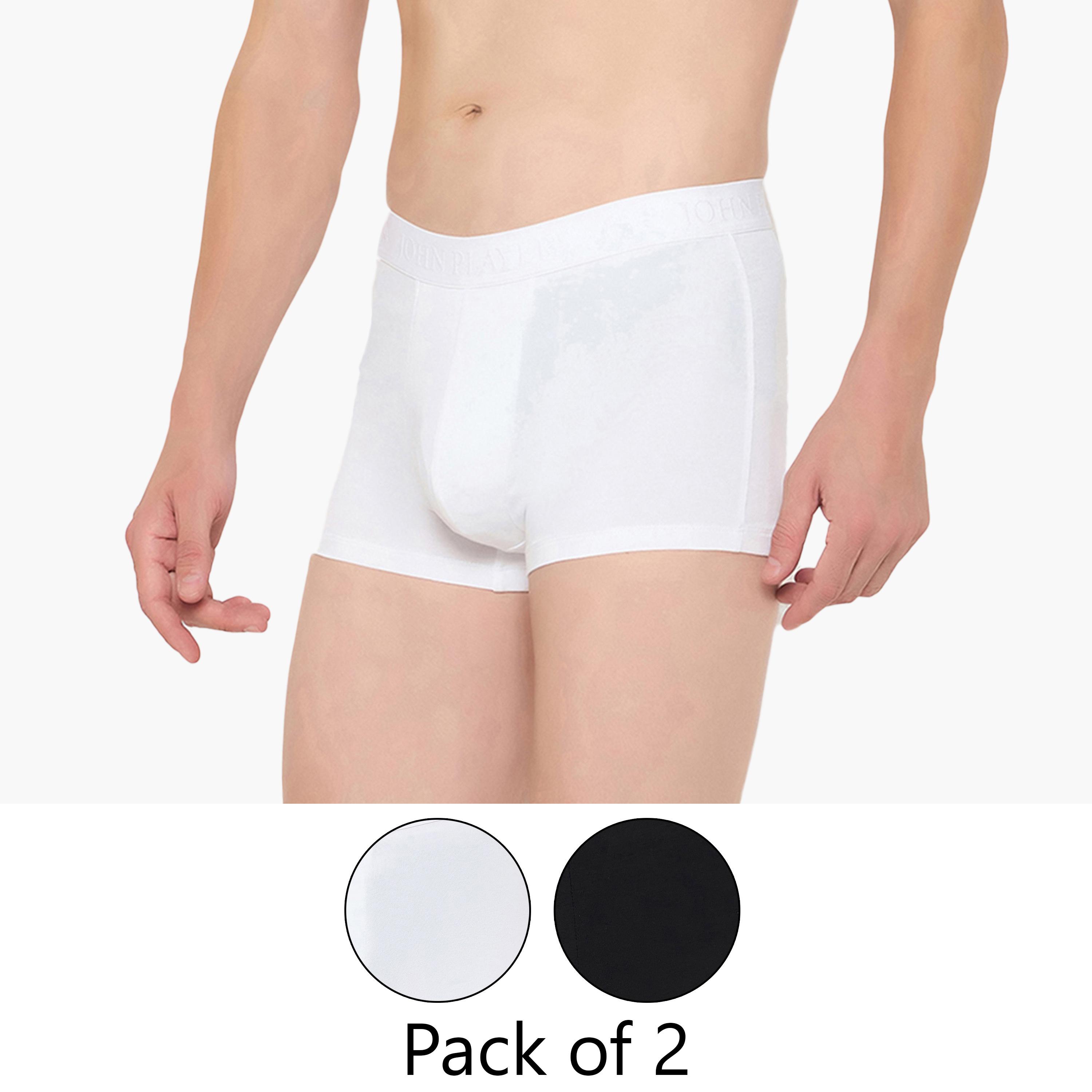 John Player Pack of 2 Brand Print Waistband Men's Trunks-men-clothing-innerwear-underwear-image-1