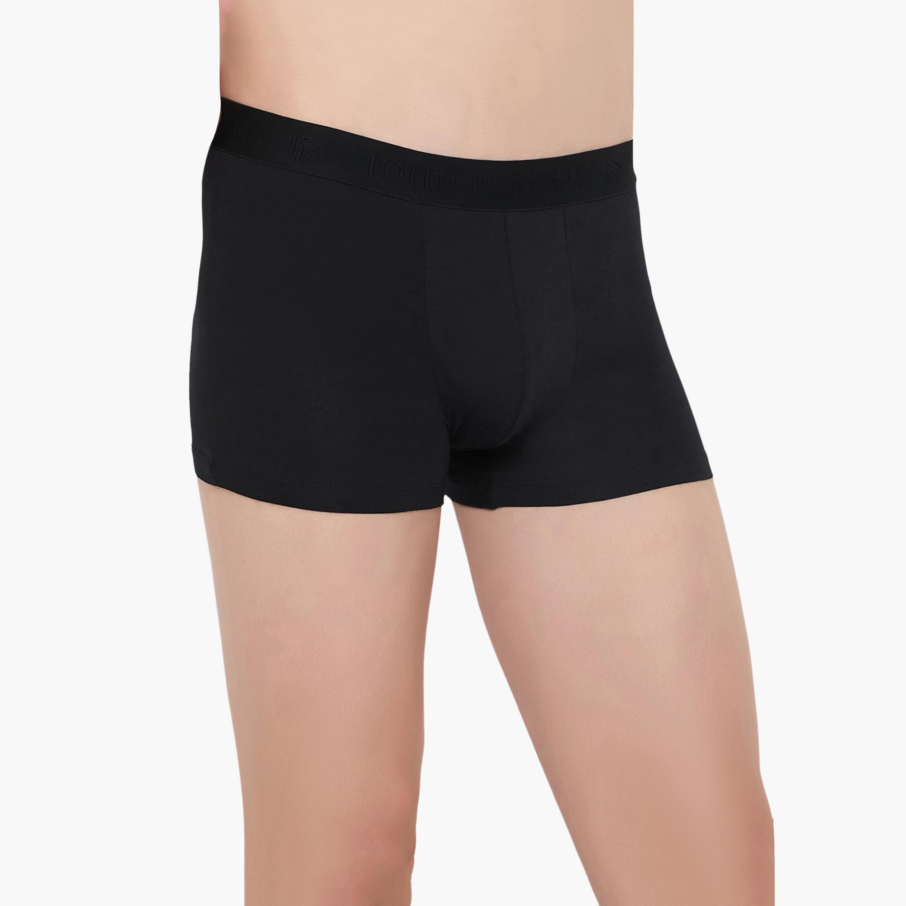 John Player Pack of 2 Brand Print Waistband Men's Trunks-men-clothing-innerwear-underwear-image-2