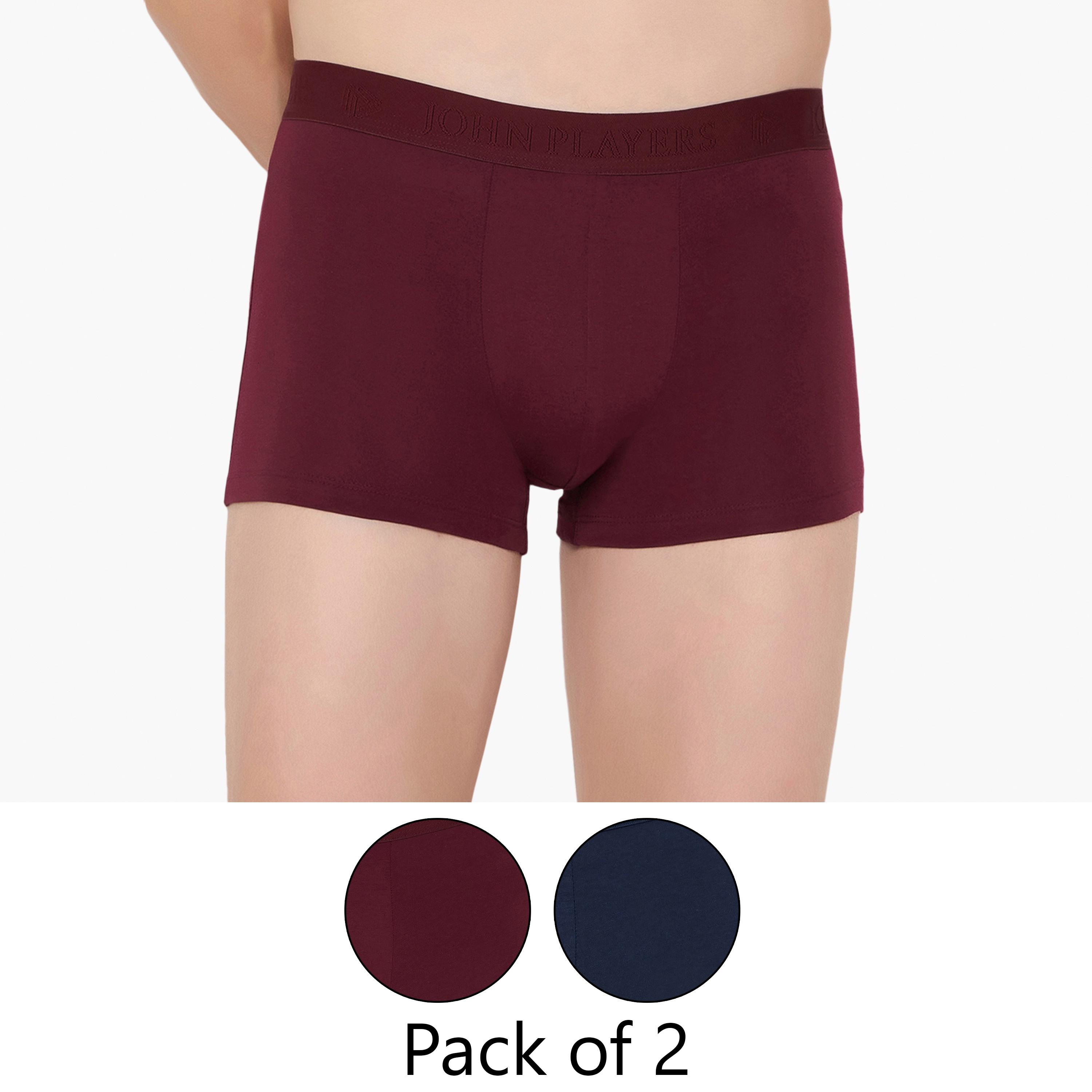 John Player Pack of 2 Brand Print Waistband Men's Trunks-men-clothing-innerwear-underwear-image-1