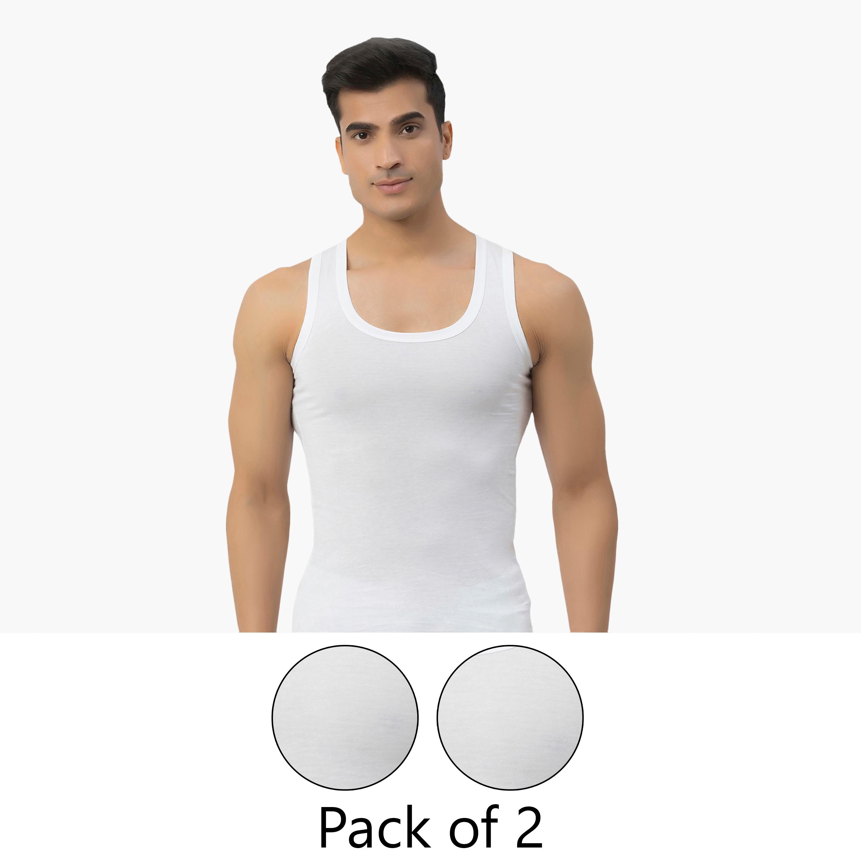 John Player Pack of 2 Plain Men's Vest-men-clothing-innerwear-vests-image-1