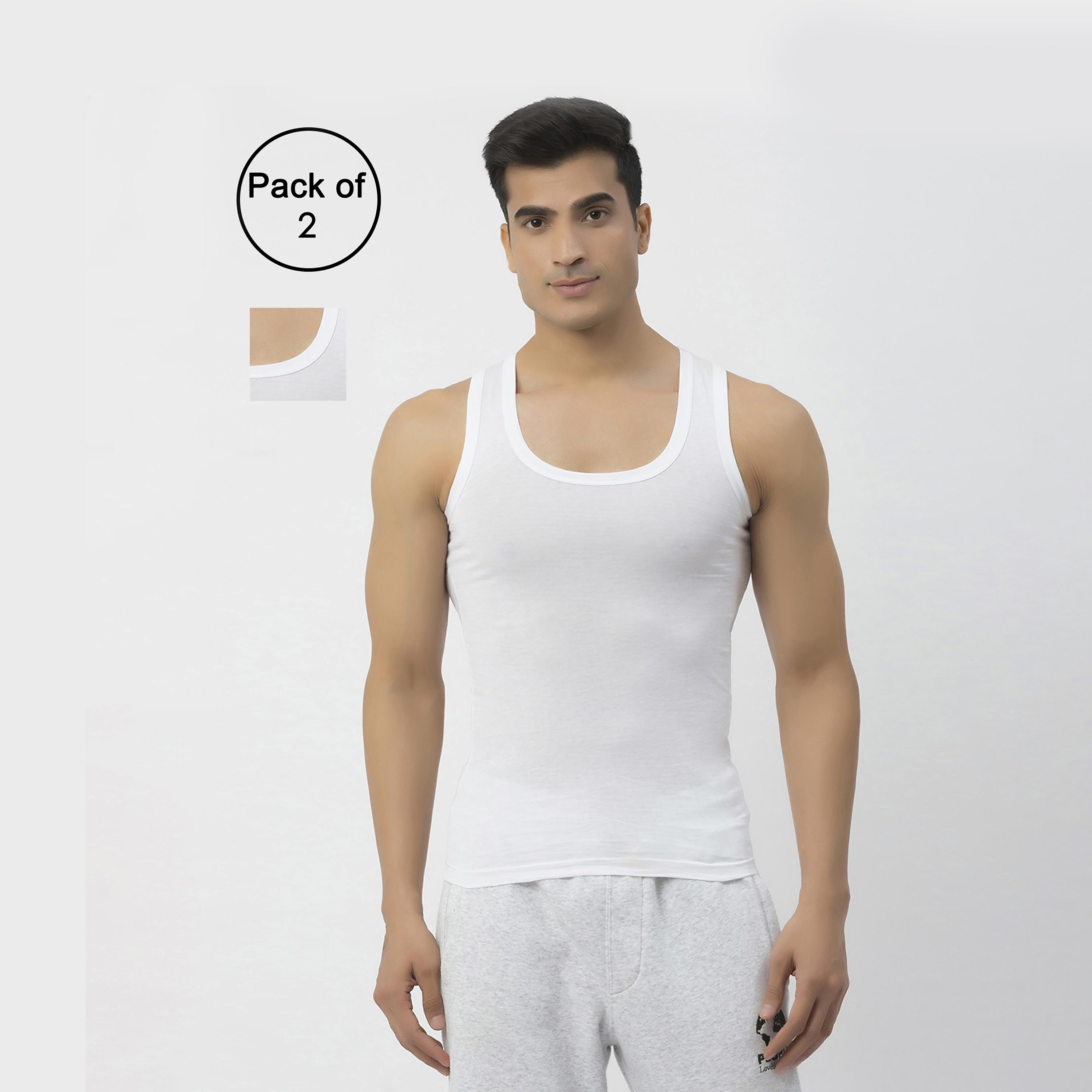 طقم قطعتين فانيلات (فيست) رجالية سادة من جون بلاير-men-clothing-innerwear-vests-image-5