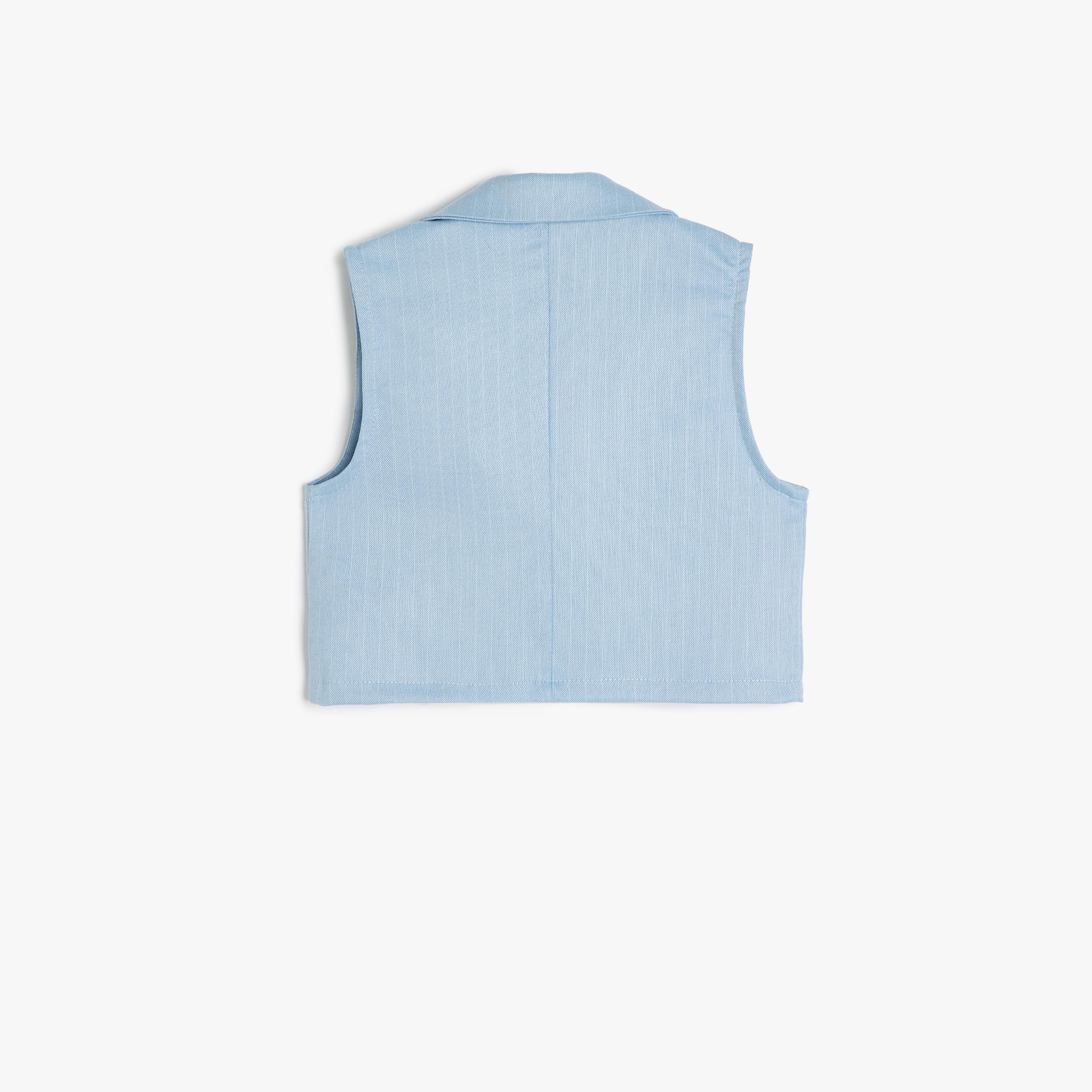 Koton Sleeveless V-Neck Neck Solid Vest-girls-clothing-blousesandshirts-image-2