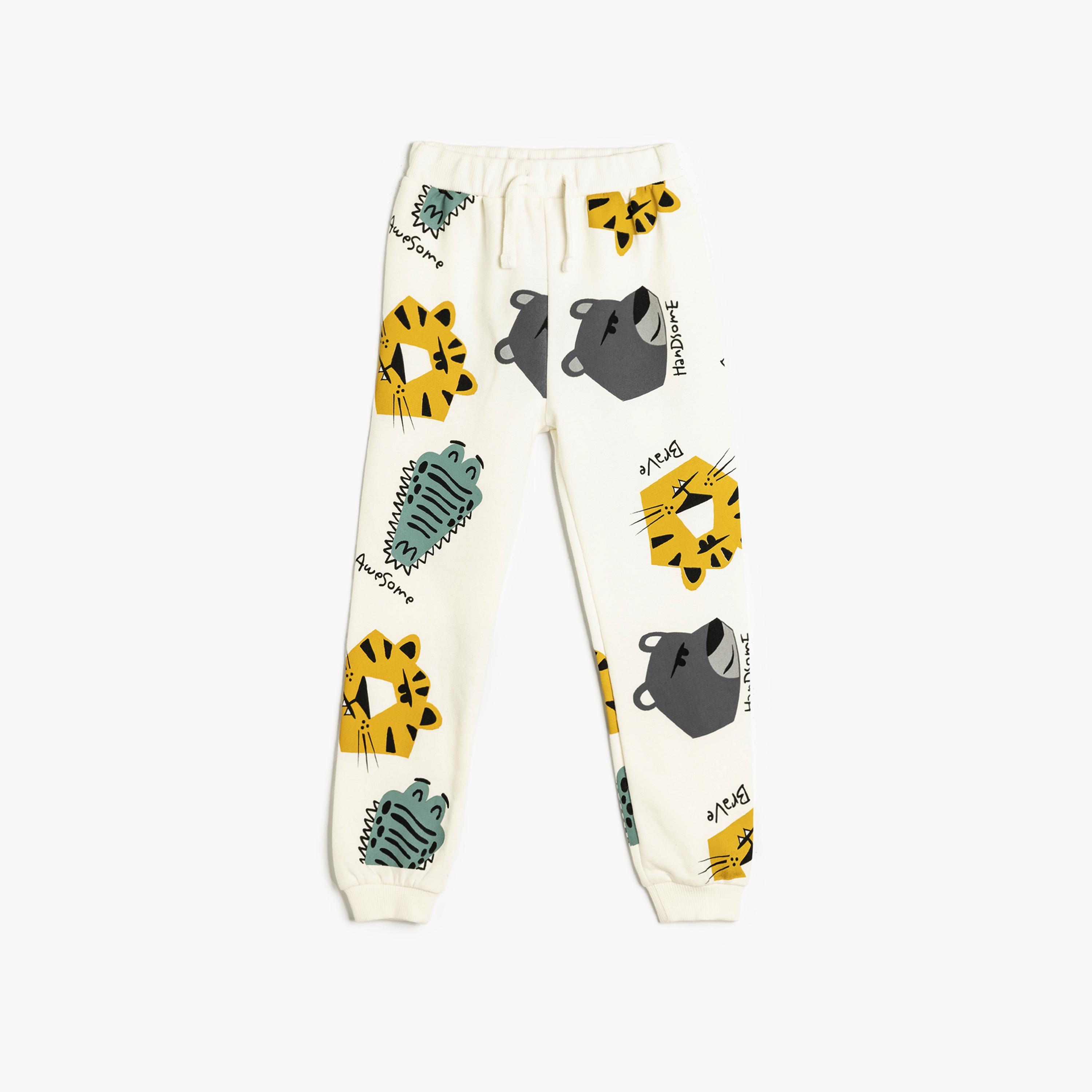 Koton Printed Elasticated Drawstring Joggers-boys-clothing-bottoms-joggersandtrackpants-image-1