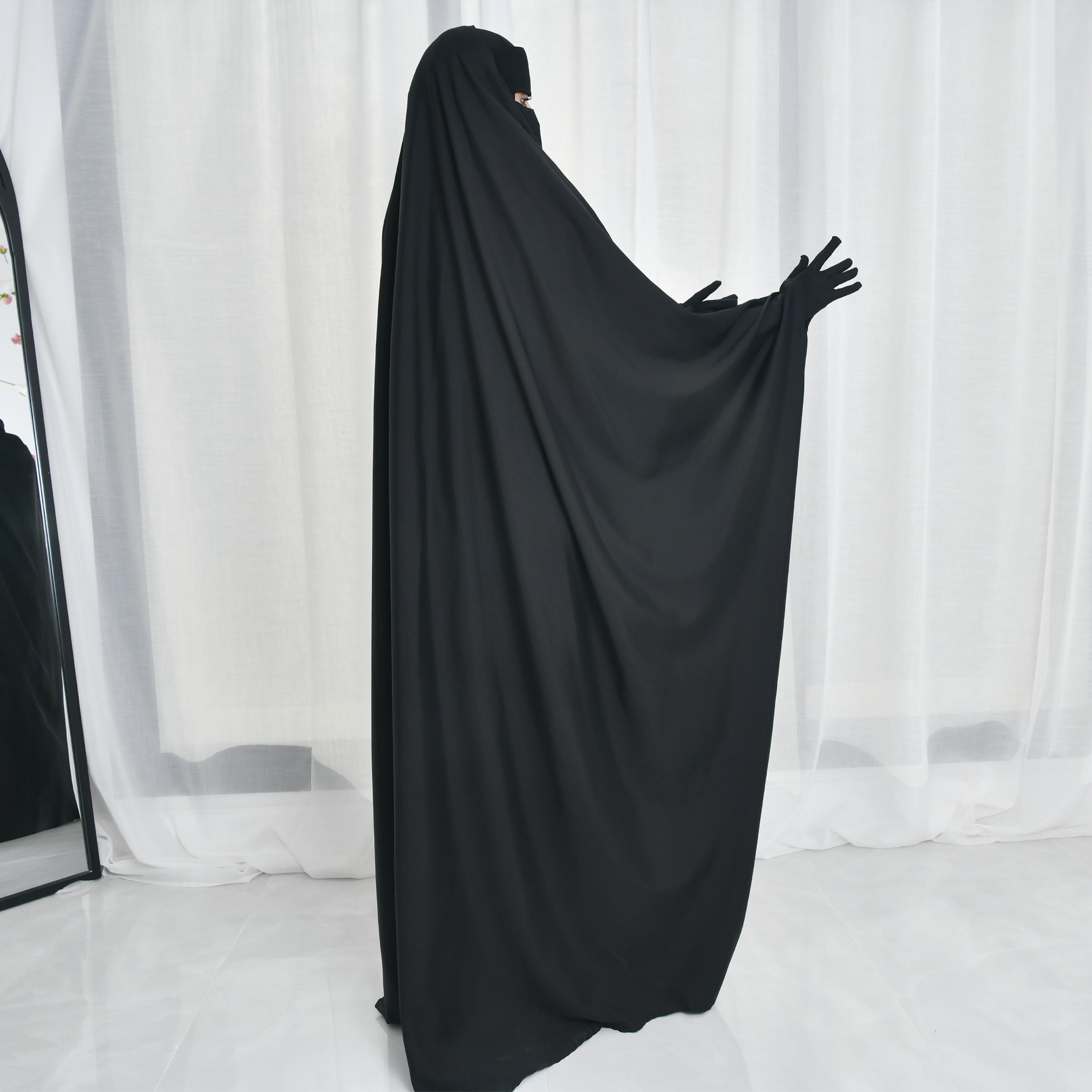 Hawraa Abaya Black Linen Women's Butterfly Cut Abaya with Niqab-women-arabicclothing-prayerclothing-image-5