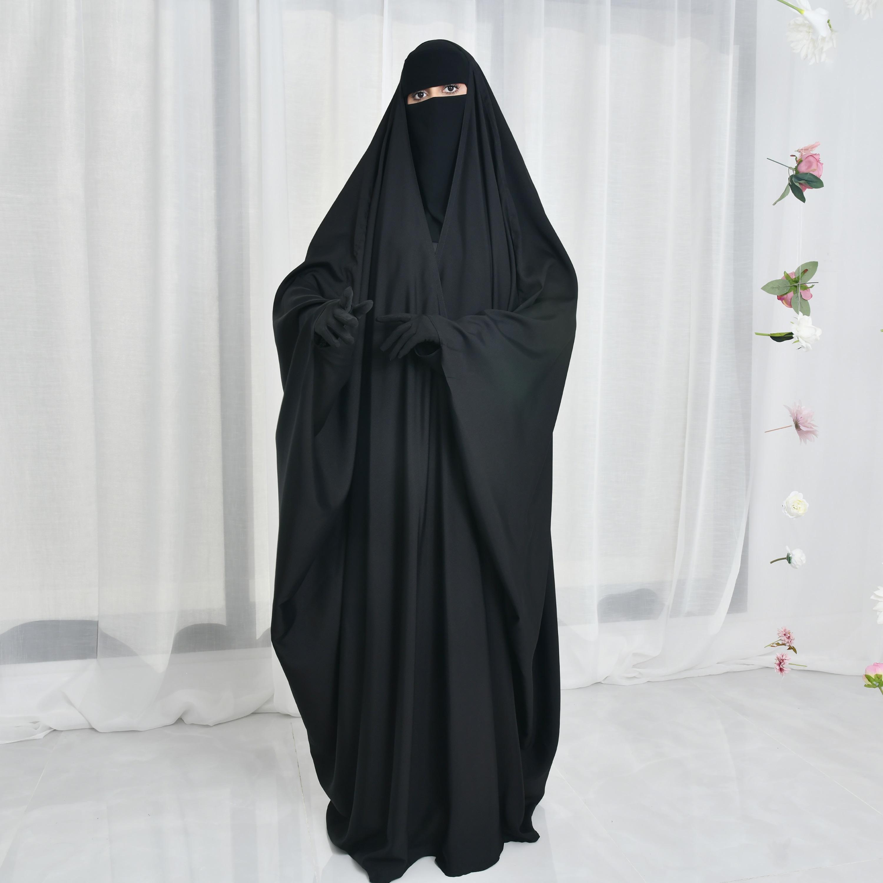Hawraa Abaya Black Linen Women's Butterfly Cut Abaya with Niqab-women-arabicclothing-prayerclothing-image-6