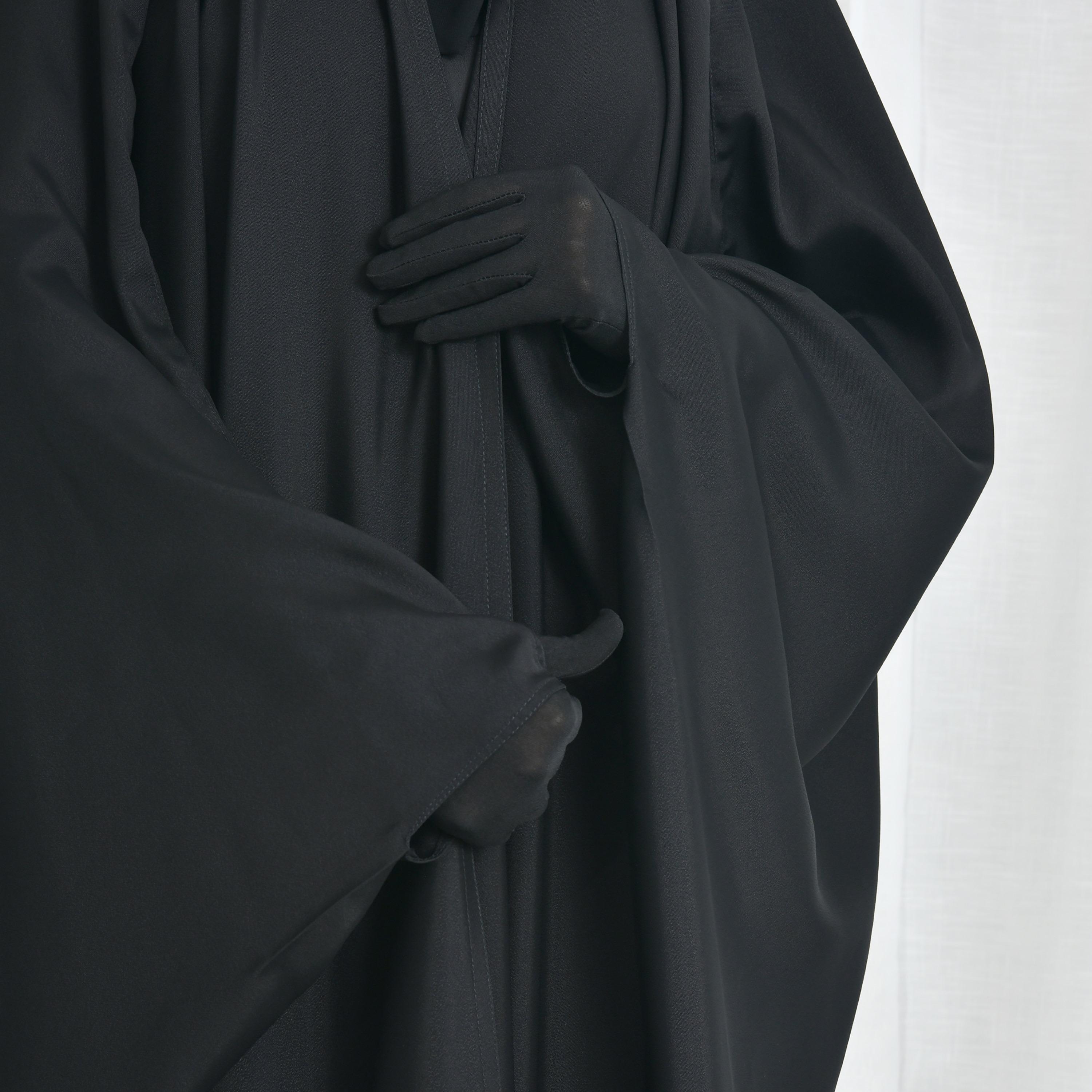 Hawraa Abaya Black Linen Women's Butterfly Cut Abaya with Niqab-women-arabicclothing-prayerclothing-image-7