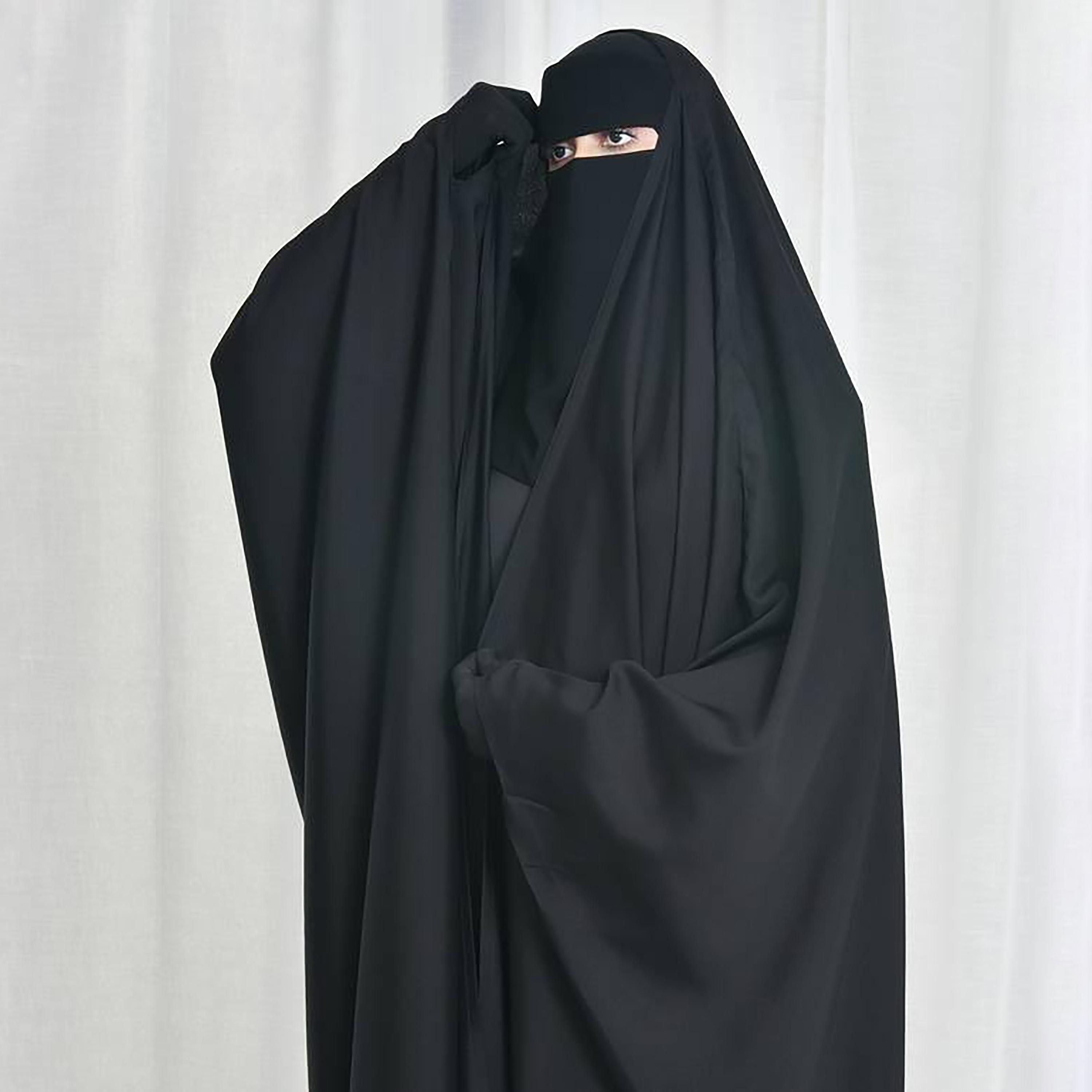 Hawraa Abaya Black Linen Women's Butterfly Cut Abaya with Niqab-women-arabicclothing-prayerclothing-image-9