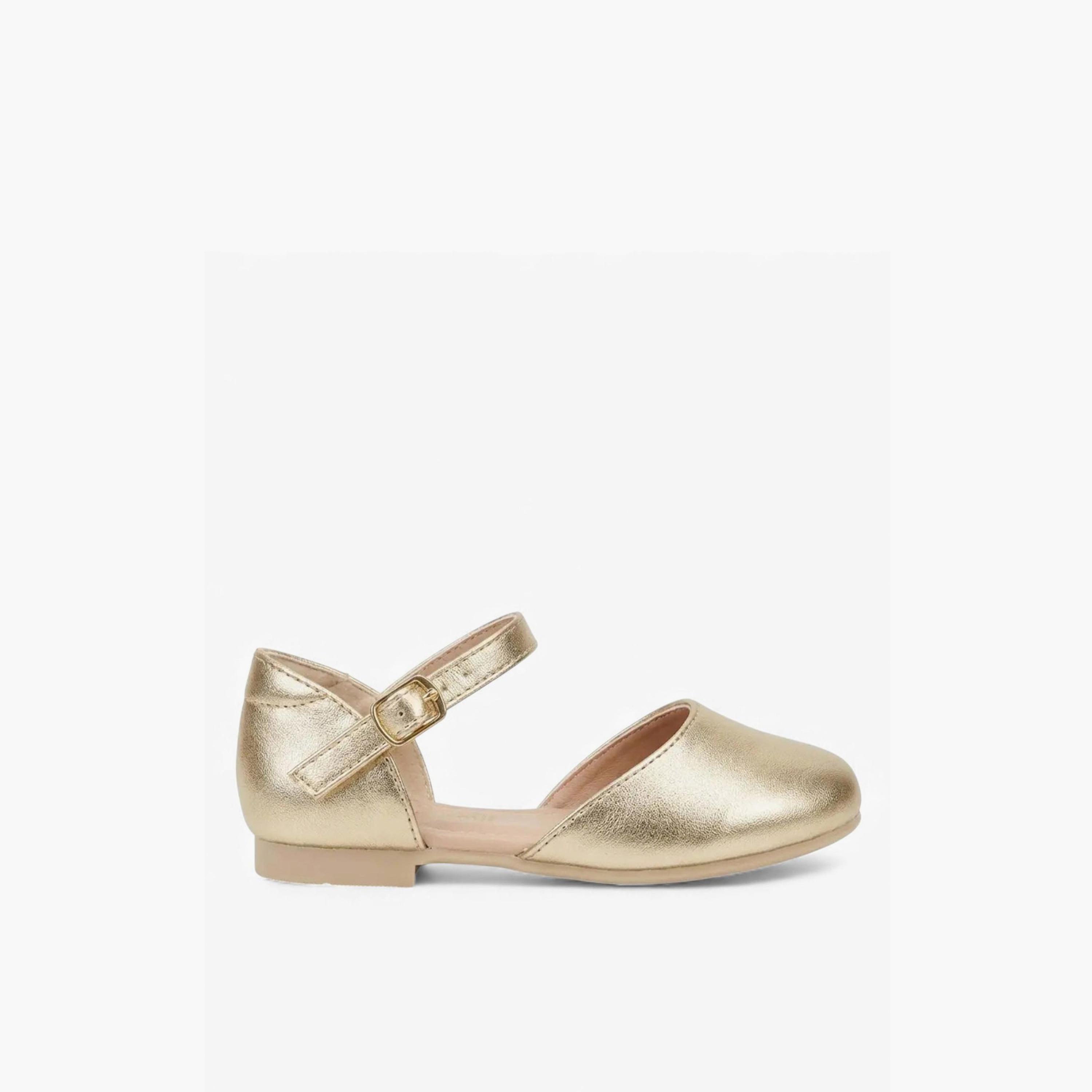 جيومني - حذاء باليرينا أوبريليا بإبزيم مقدمة دائرية للبنات | K2257-7-GOLD-girls-shoes-ballerinas-image-1